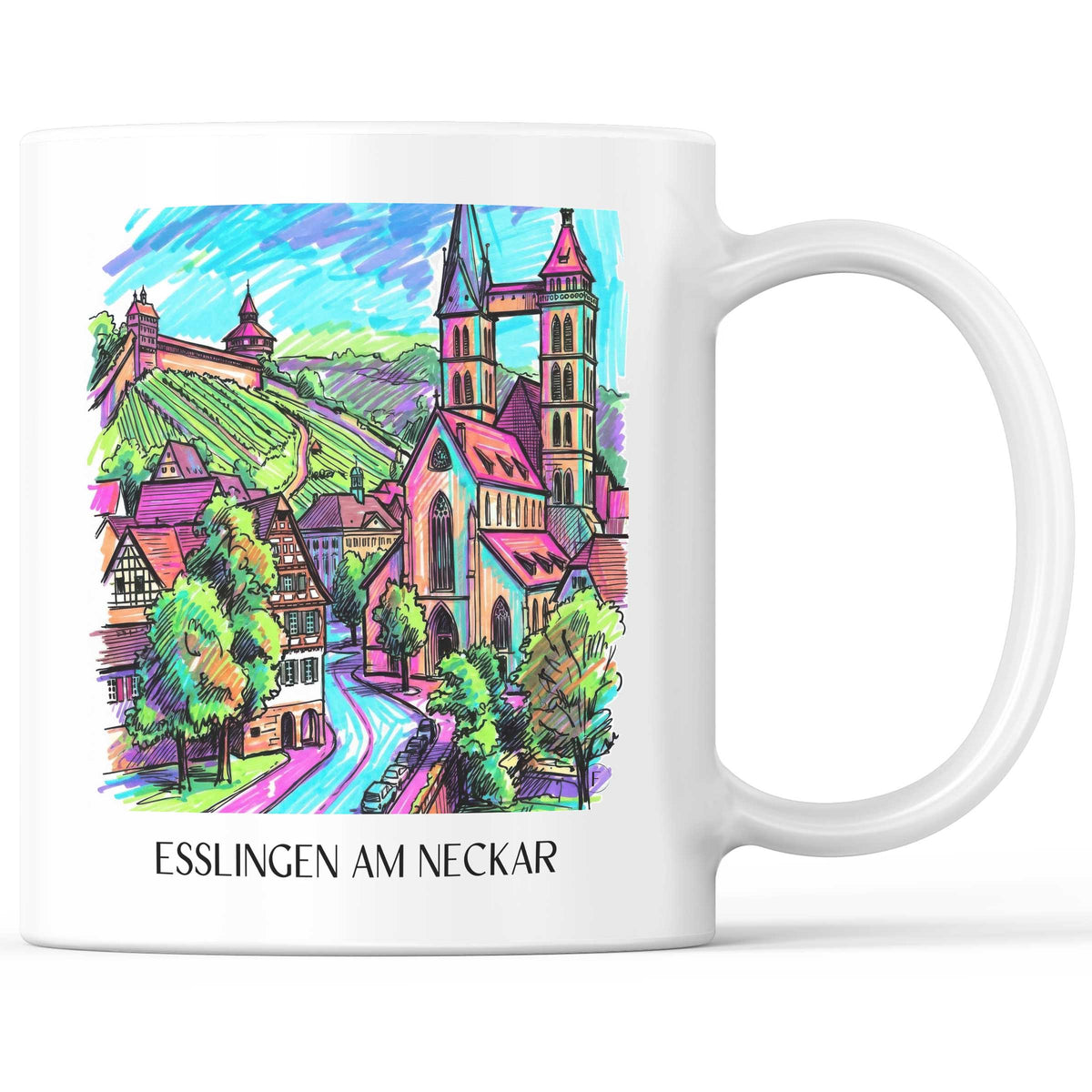 Esslingen am Neckar Kaffeebecher - Neckartal - Deutschland Becher - Kaffeetasse im Tag Graffiti Stil - favplace