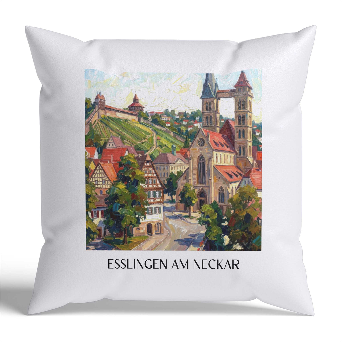 Esslingen am Neckar Kissenhülle - Zierkissen Bezug - Neckartal - Deutschland Kissen bzw. Kissenbezug im Ölgemälde Stil - favplace