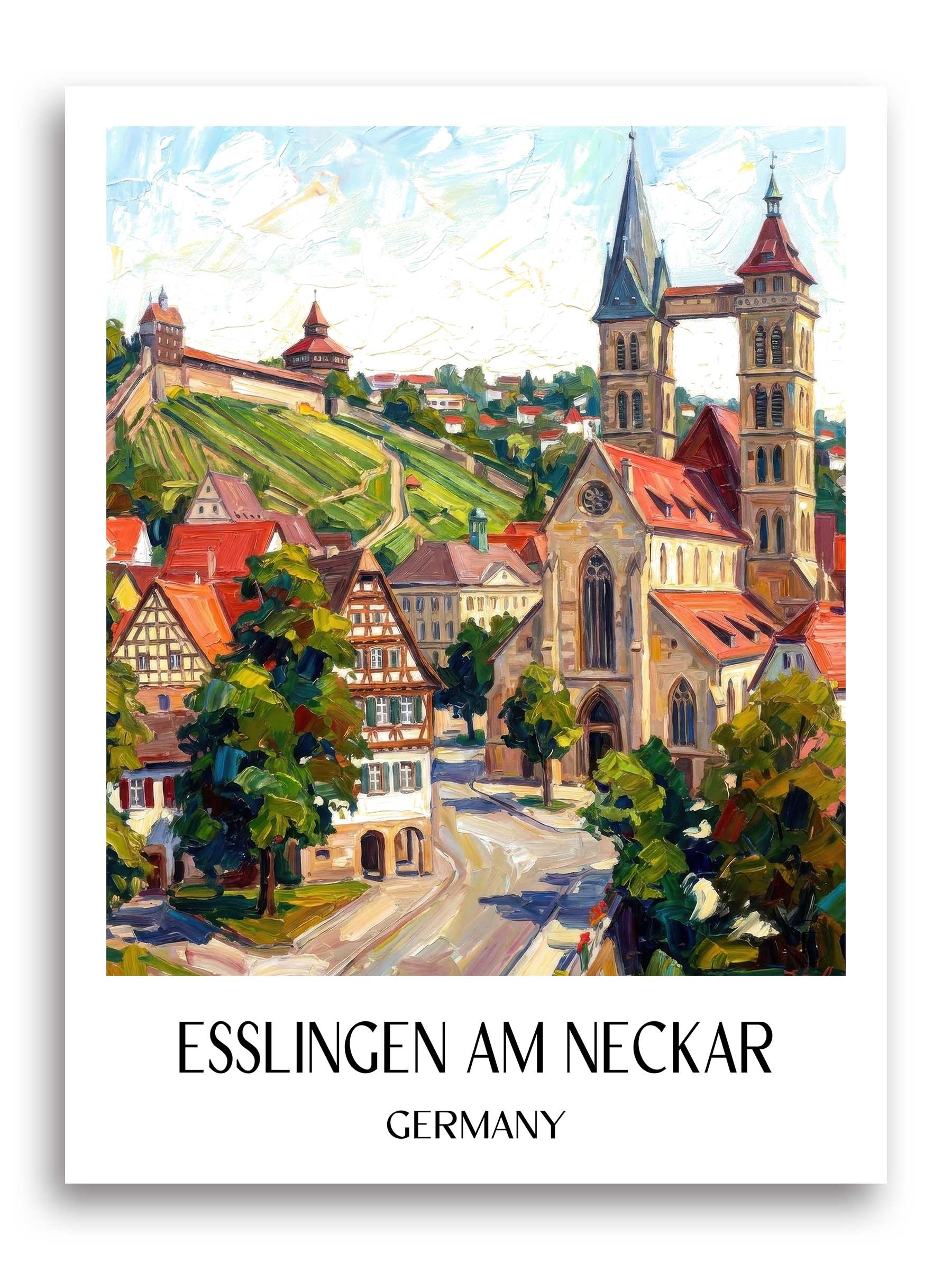 Esslingen am Neckar Poster - Neckartal - Deutschland Kunstdruck - Ölgemälde von A4 bis A1 - favplace
