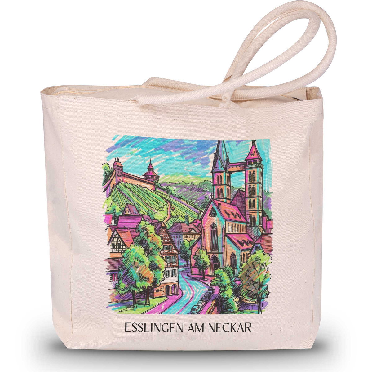 Esslingen am Neckar Shopping Tasche - Neckartal - Deutschland Tote Bag - Einkaufstasche im Tag Graffiti Stil - favplace