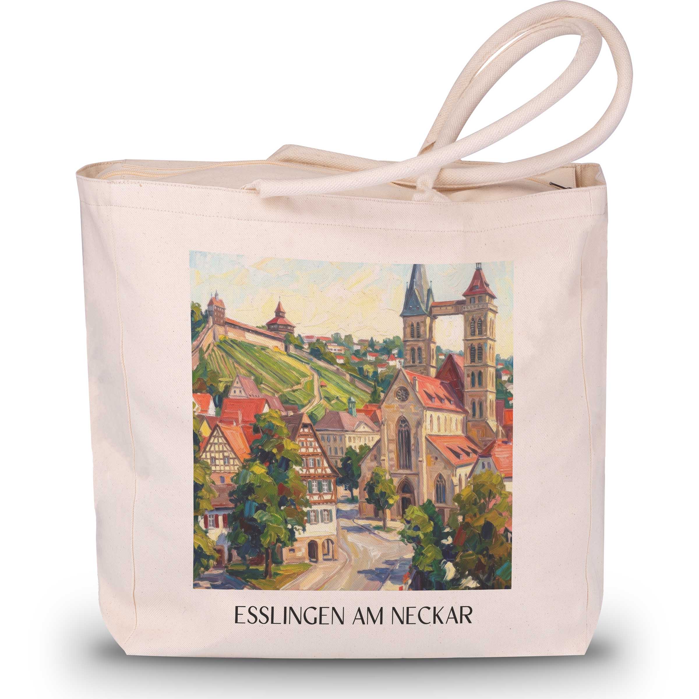esslingen-am-neckar-neckartal-deutschland-einkaufstasche-oil-painting-oelgemaelde