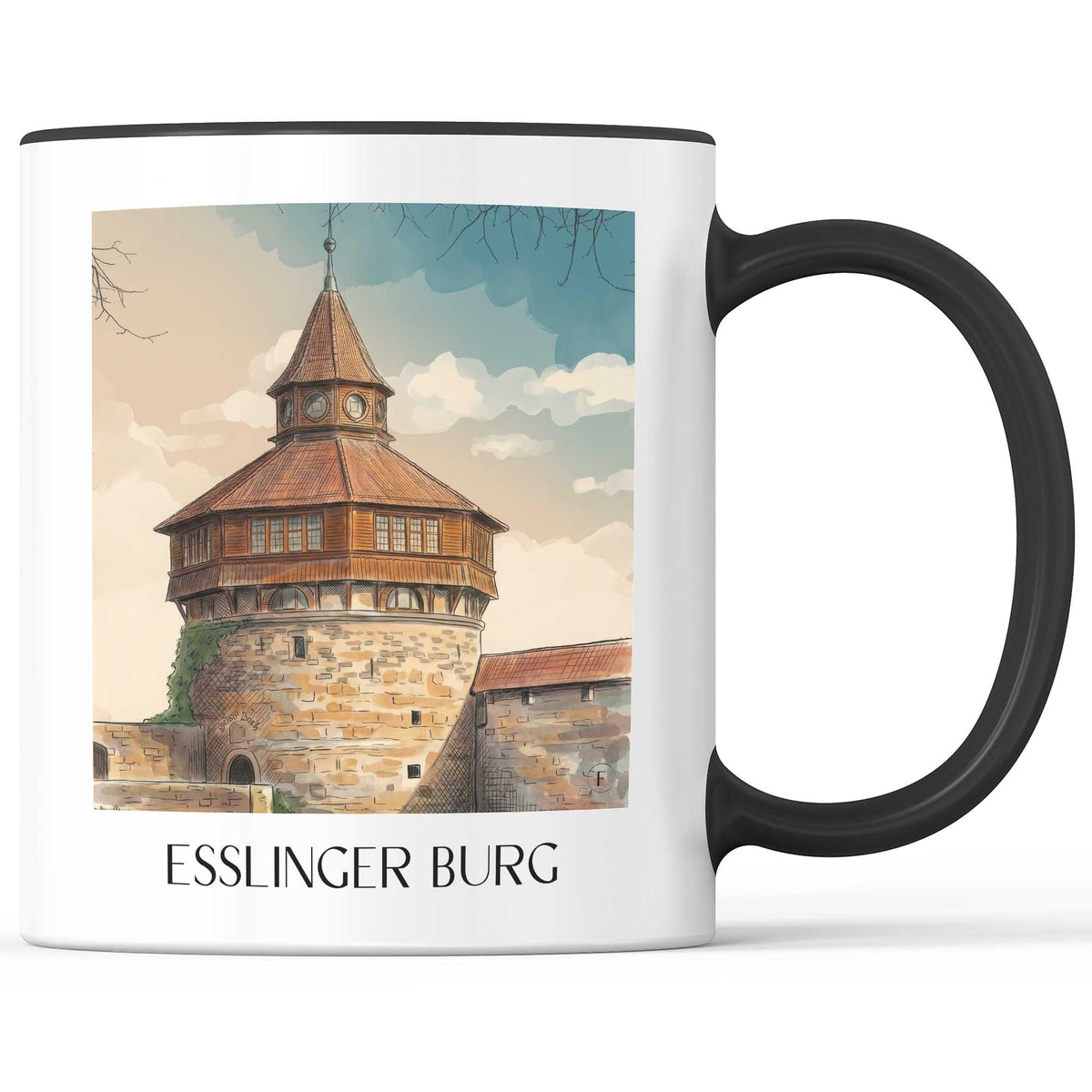 esslinger-burg-württemberg-deutschland-kaffeebecher-aquarell