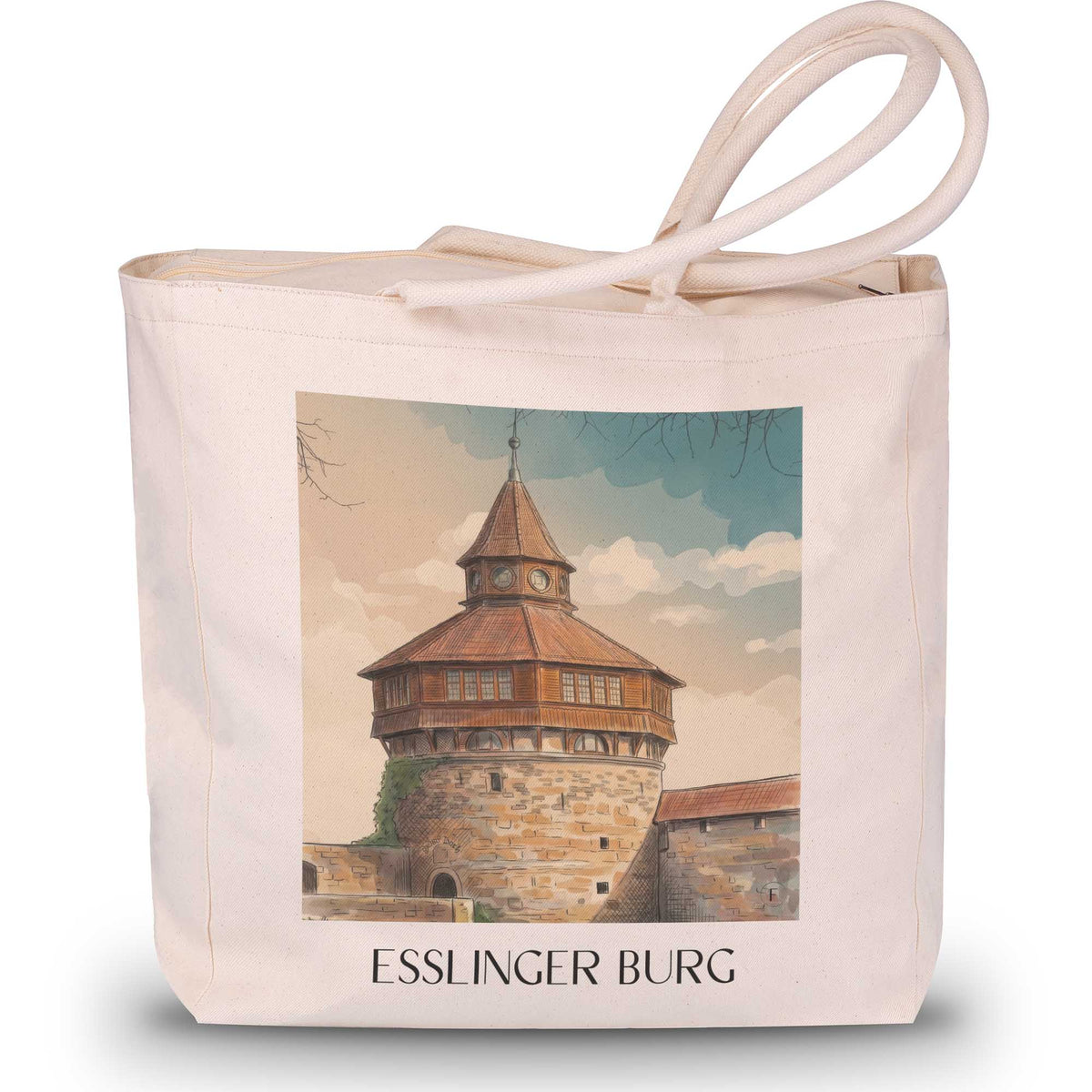 esslinger-burg-württemberg-deutschland-einkaufstasche-aquarell