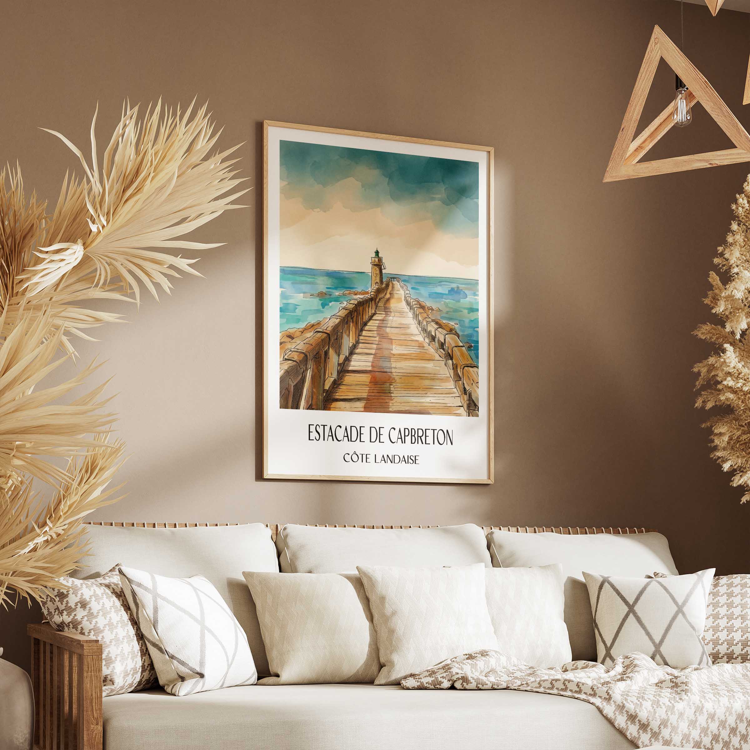 estacade-de-capbreton-côte-landaise-frankreich-poster-aquarell