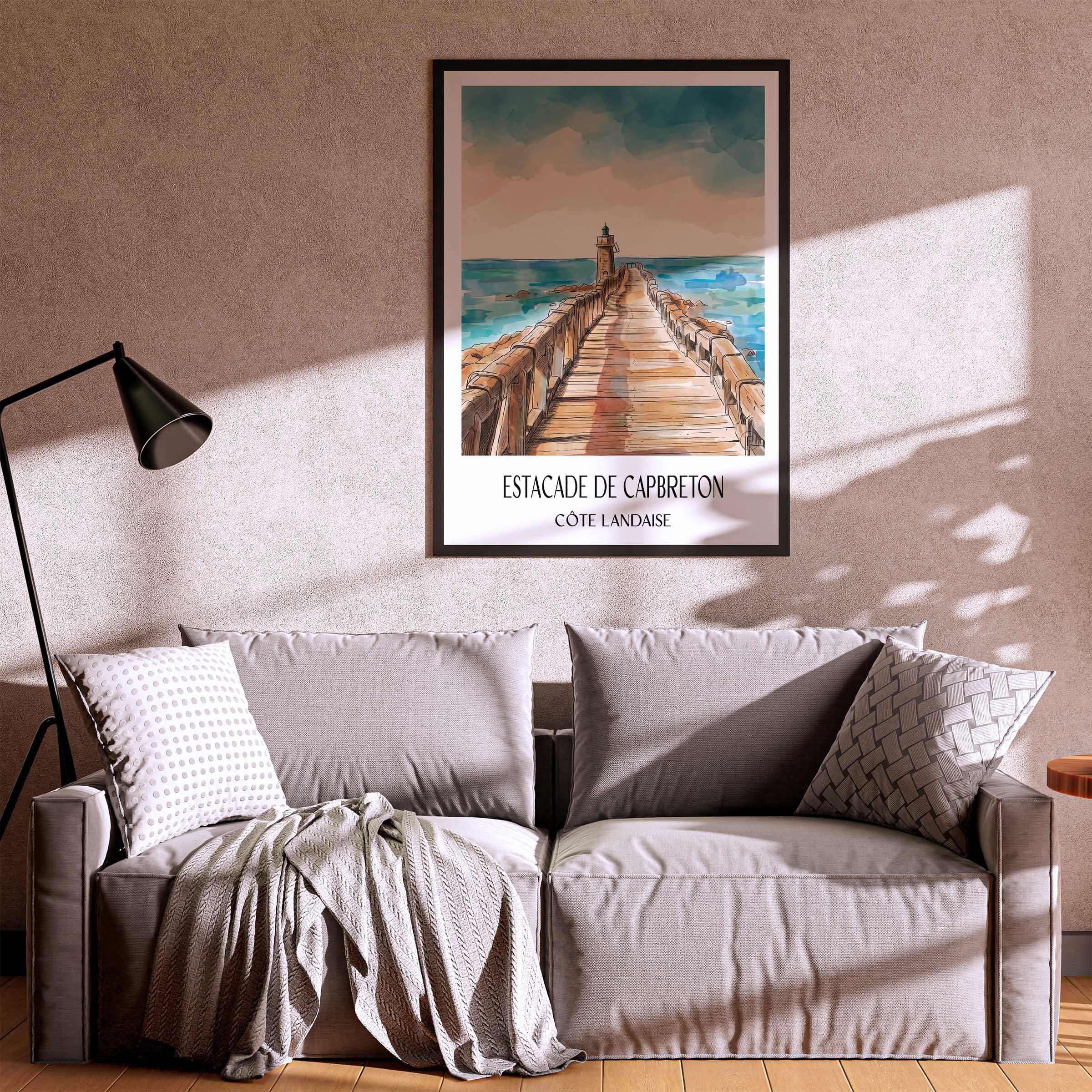 estacade-de-capbreton-côte-landaise-frankreich-poster-aquarell