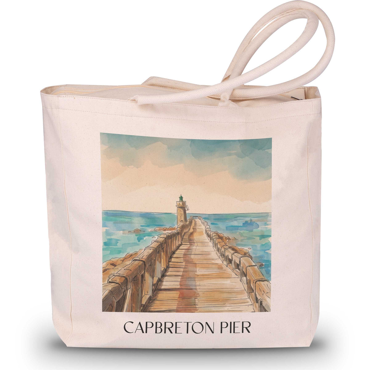 Estacade de Capbreton Shopping Tasche - Côte Landaise - Frankreich Tote Bag - Einkaufstasche im Aquarell Stil - favplace