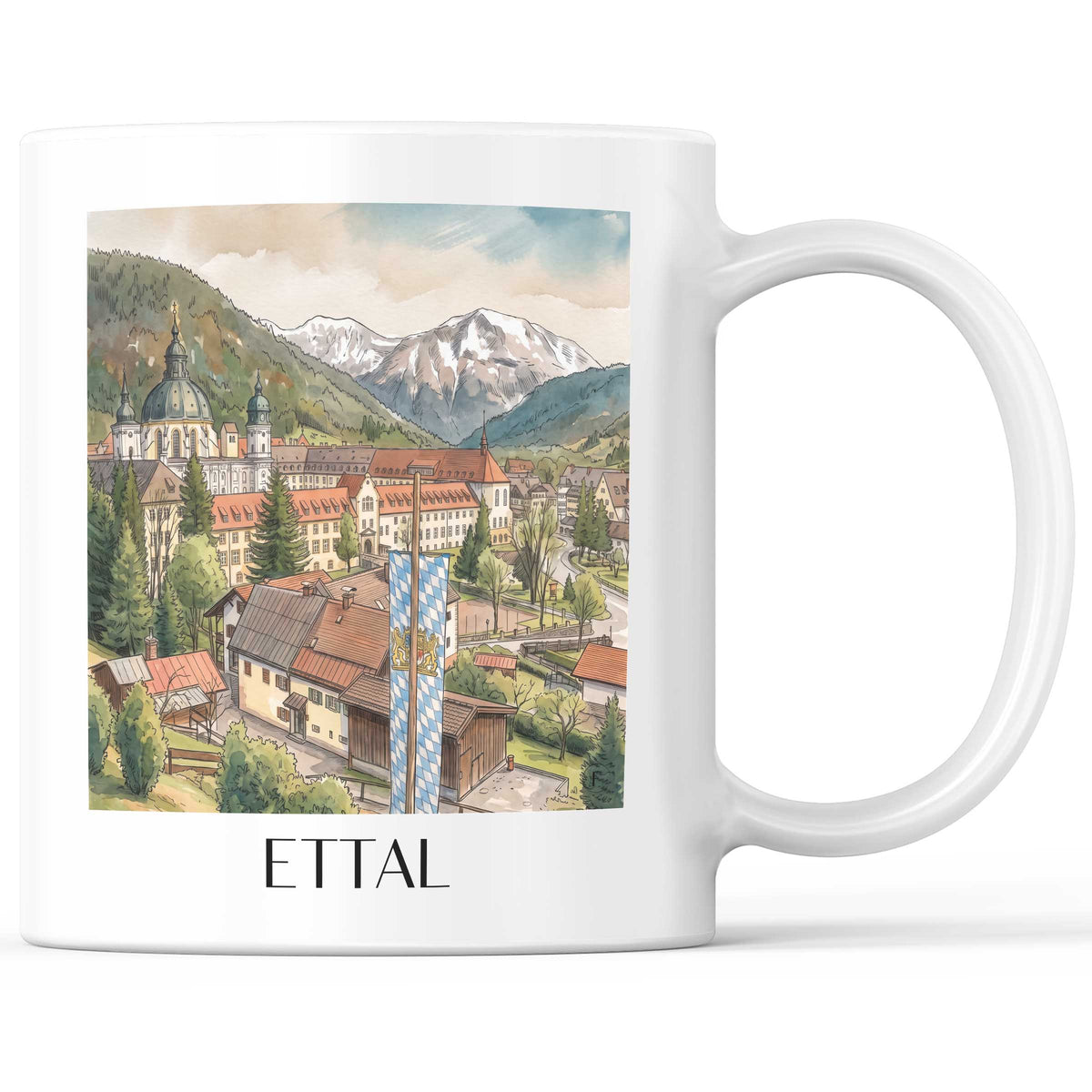 ettal-ammergauer-alpen-deutschland-kaffeebecher-aquarell