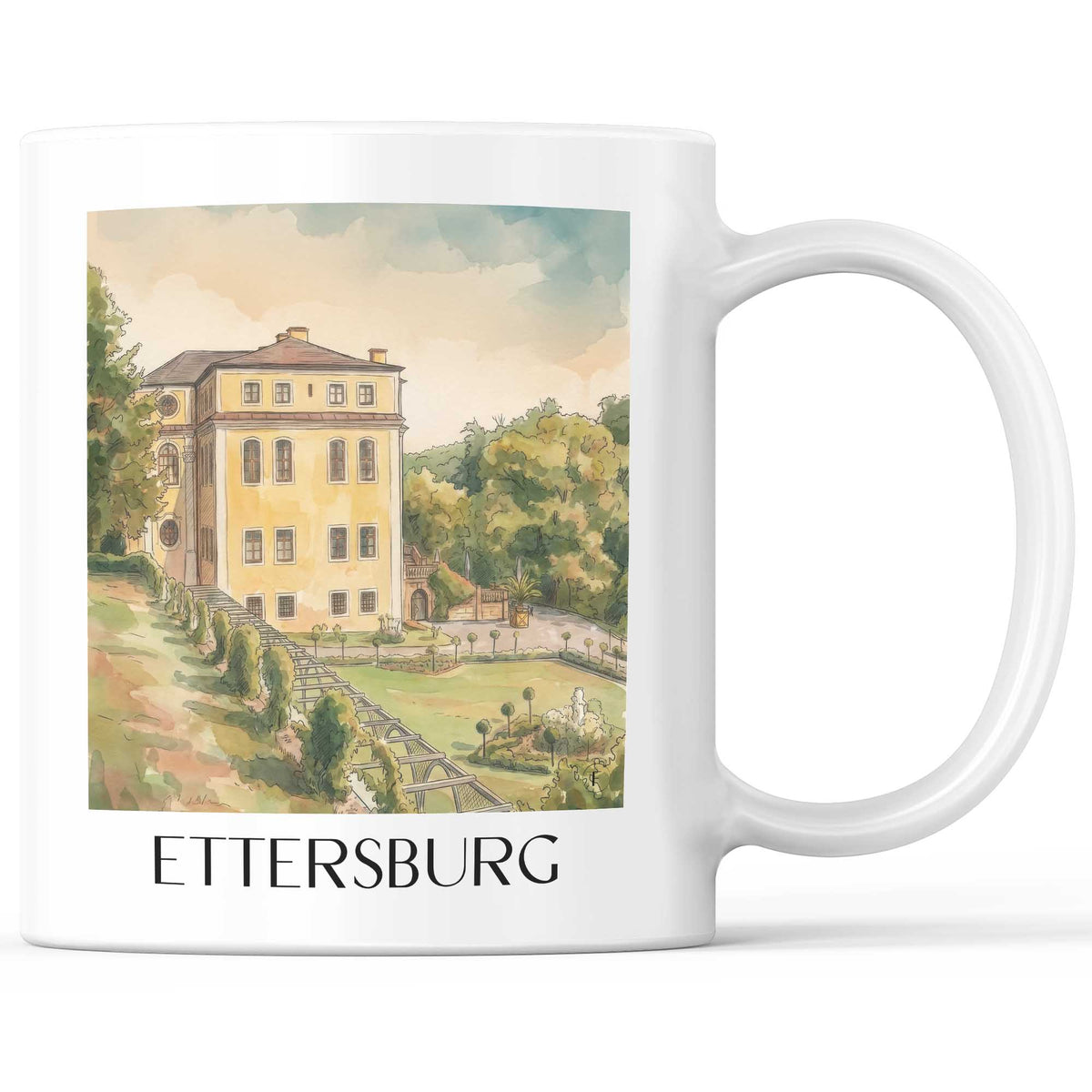 Ettersburg Kaffeebecher - Thüringen - Deutschland Becher - Kaffeetasse im Aquarell Stil - favplace