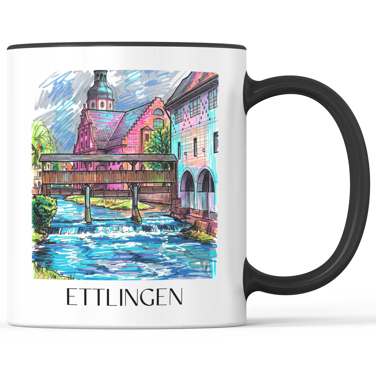 Ettlingen - Deutschland Becher - Kaffeetasse im Tag Graffiti Stil - favplace