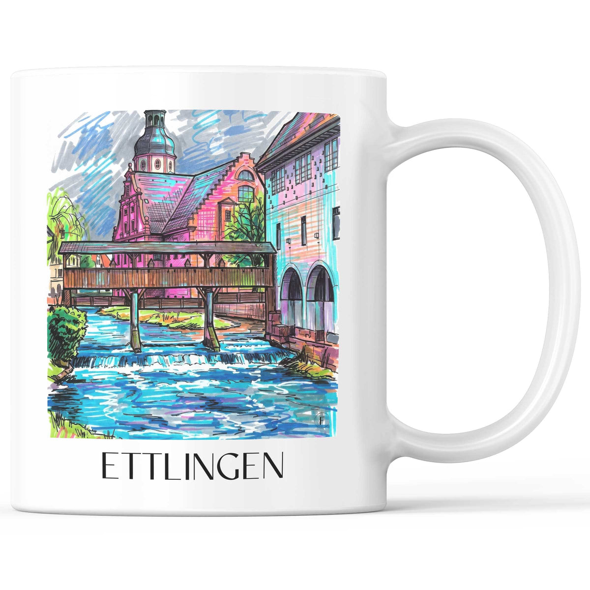Ettlingen - Deutschland Becher - Kaffeetasse im Tag Graffiti Stil - favplace