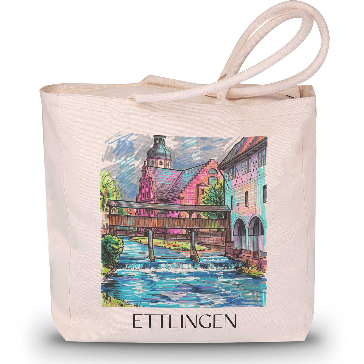 Ettlingen - Deutschland Tote Bag - Einkaufstasche im Tag Graffiti Stil - favplace