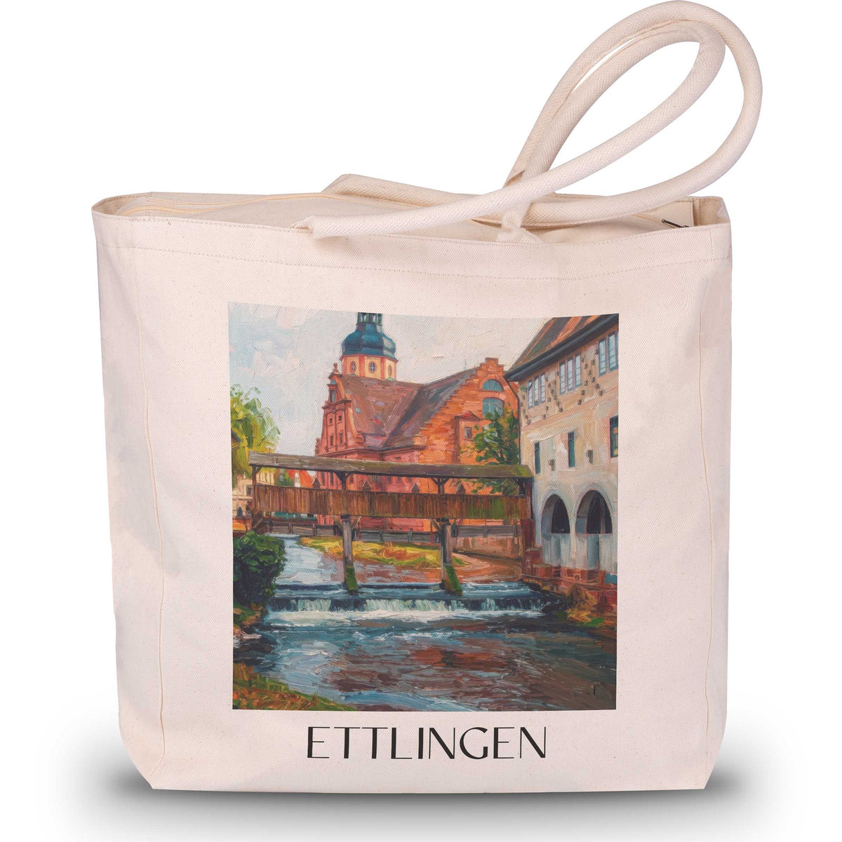 Ettlingen - Deutschland Tote Bag - Einkaufstasche im Ölgemälde Stil - favplace