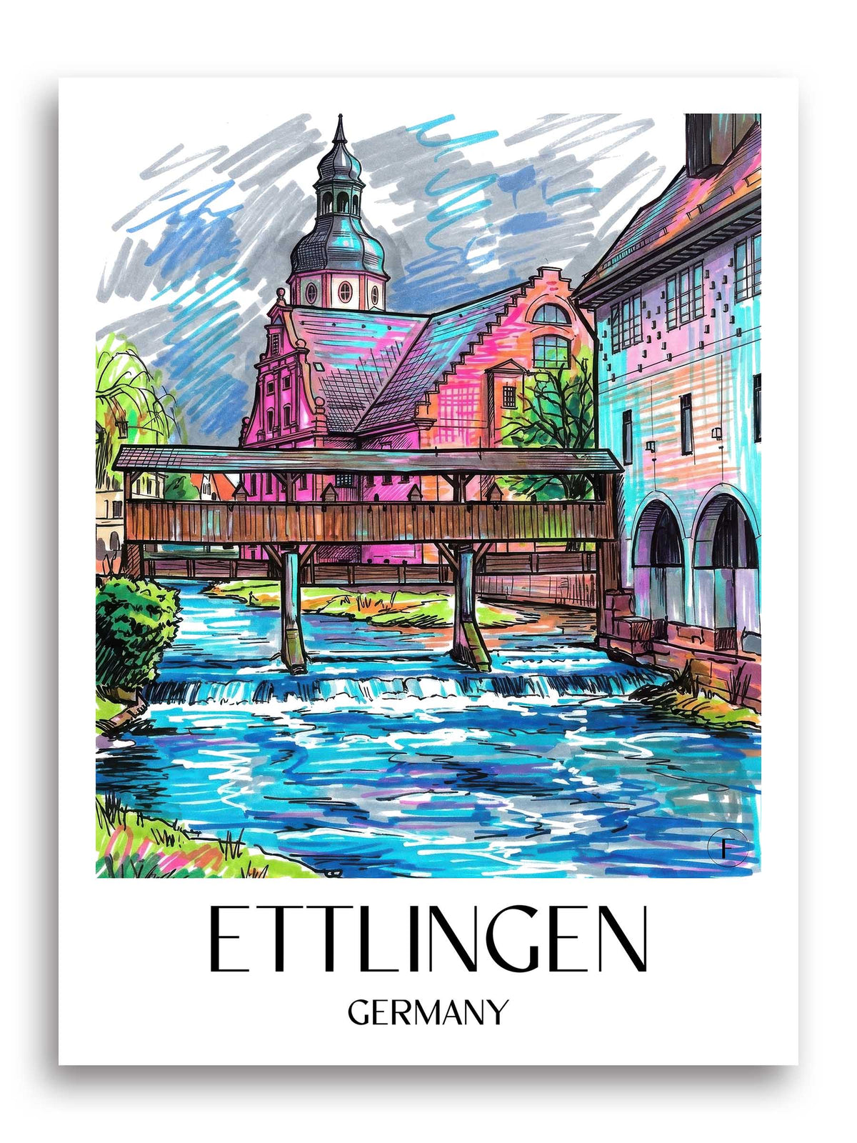 Ettlingen Poster - - Deutschland Kunstdruck - Tag Graffiti von A4 bis A1 - favplace