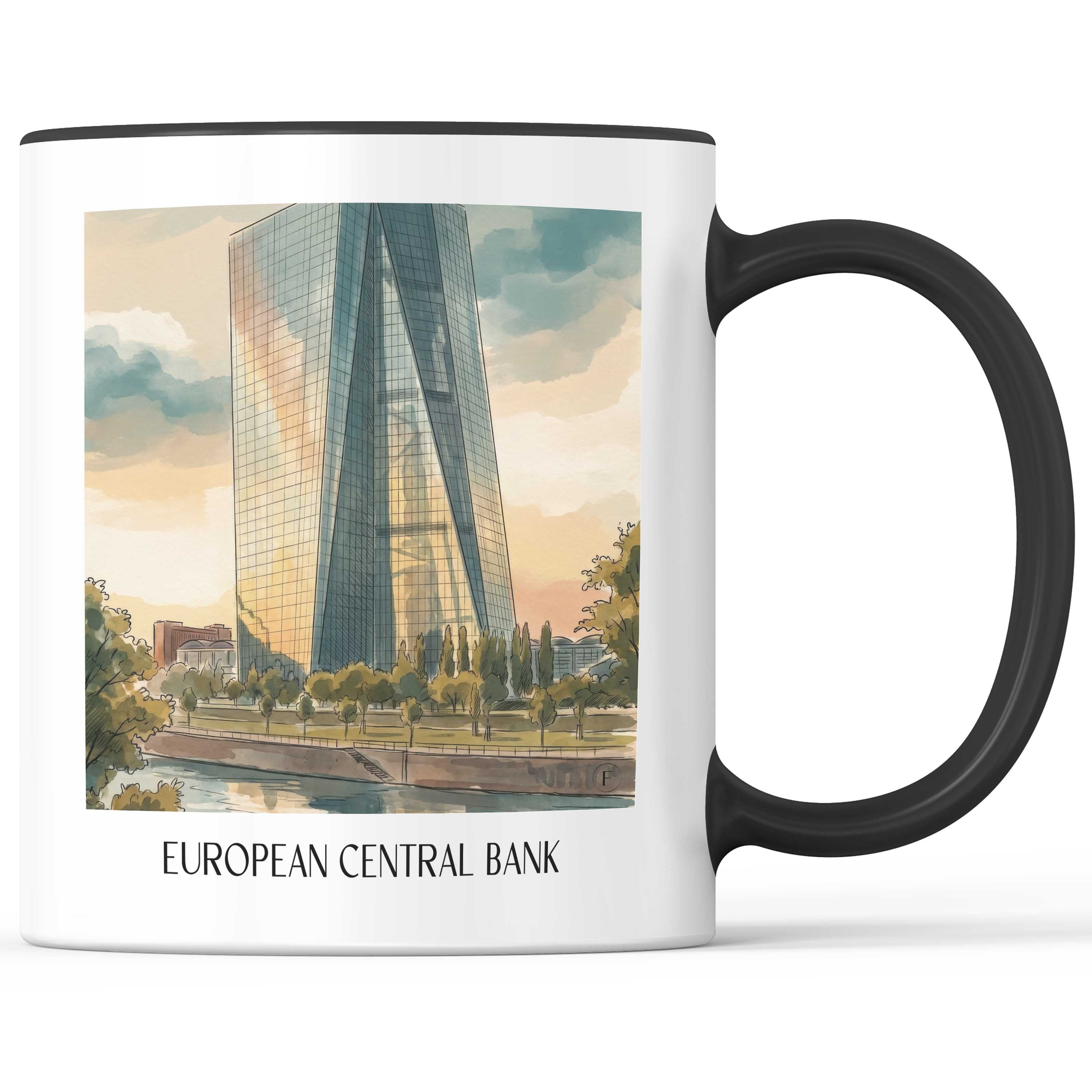 Europäische Zentralbank Kaffeebecher - Frankfurt - Deutschland Becher - Kaffeetasse im Aquarell Stil - favplace
