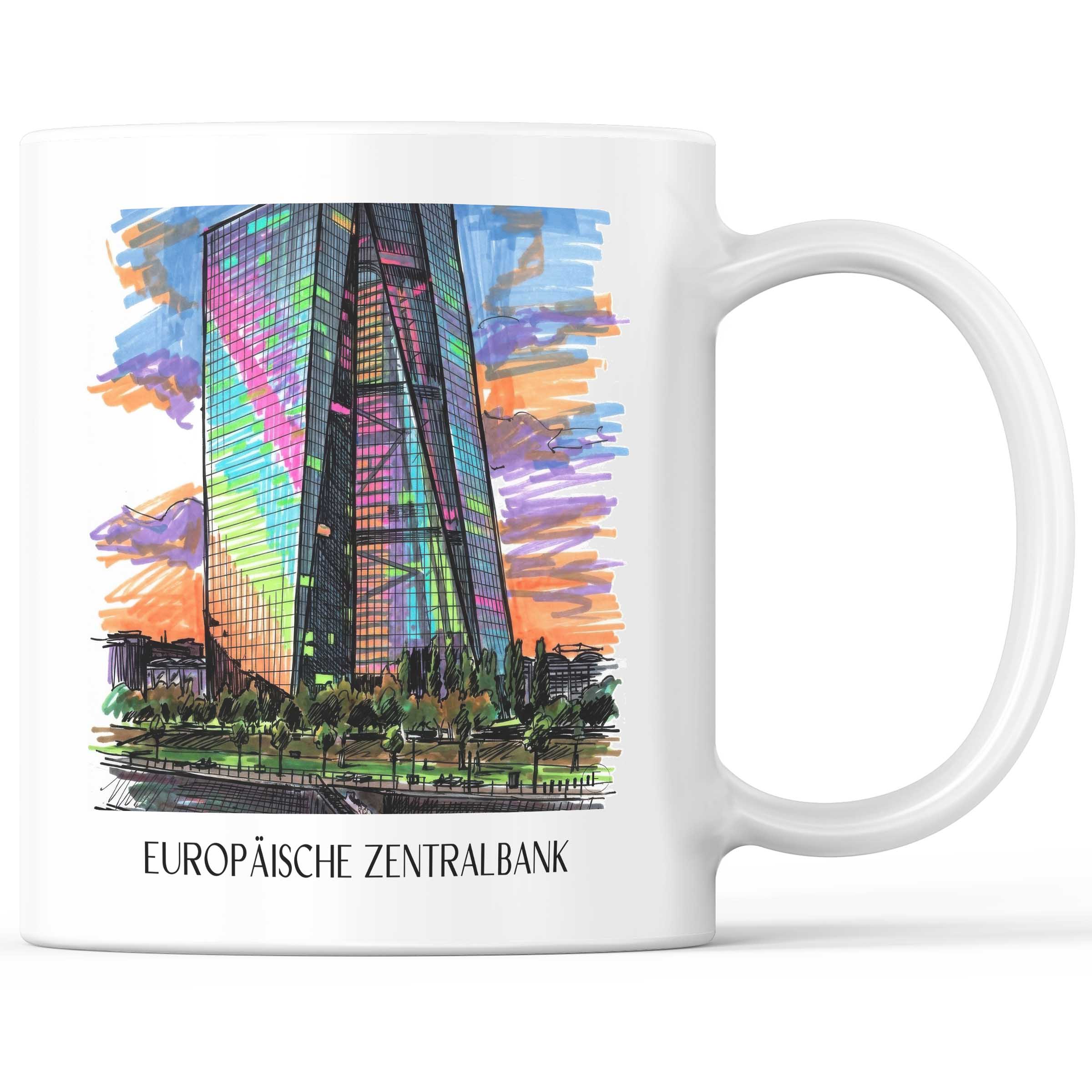 Europäische Zentralbank Kaffeebecher - Frankfurt - Deutschland Becher - Kaffeetasse im Tag Graffiti Stil