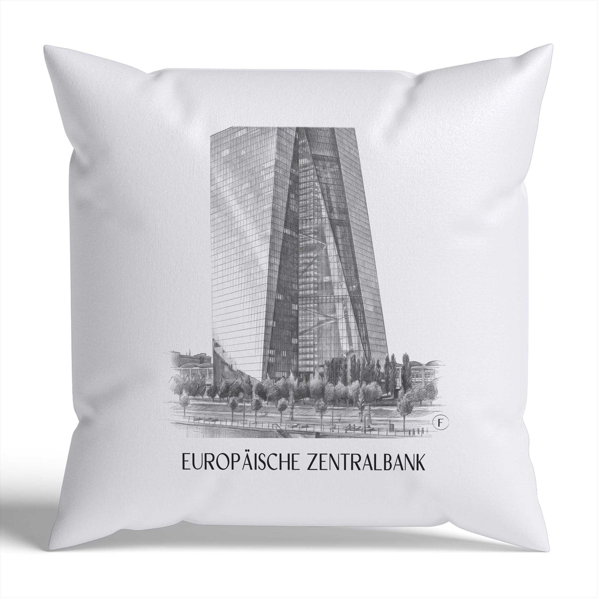 europäische-zentralbank-frankfurt-deutschland-kissenbezug-bleistift-zeichnung-drawing
