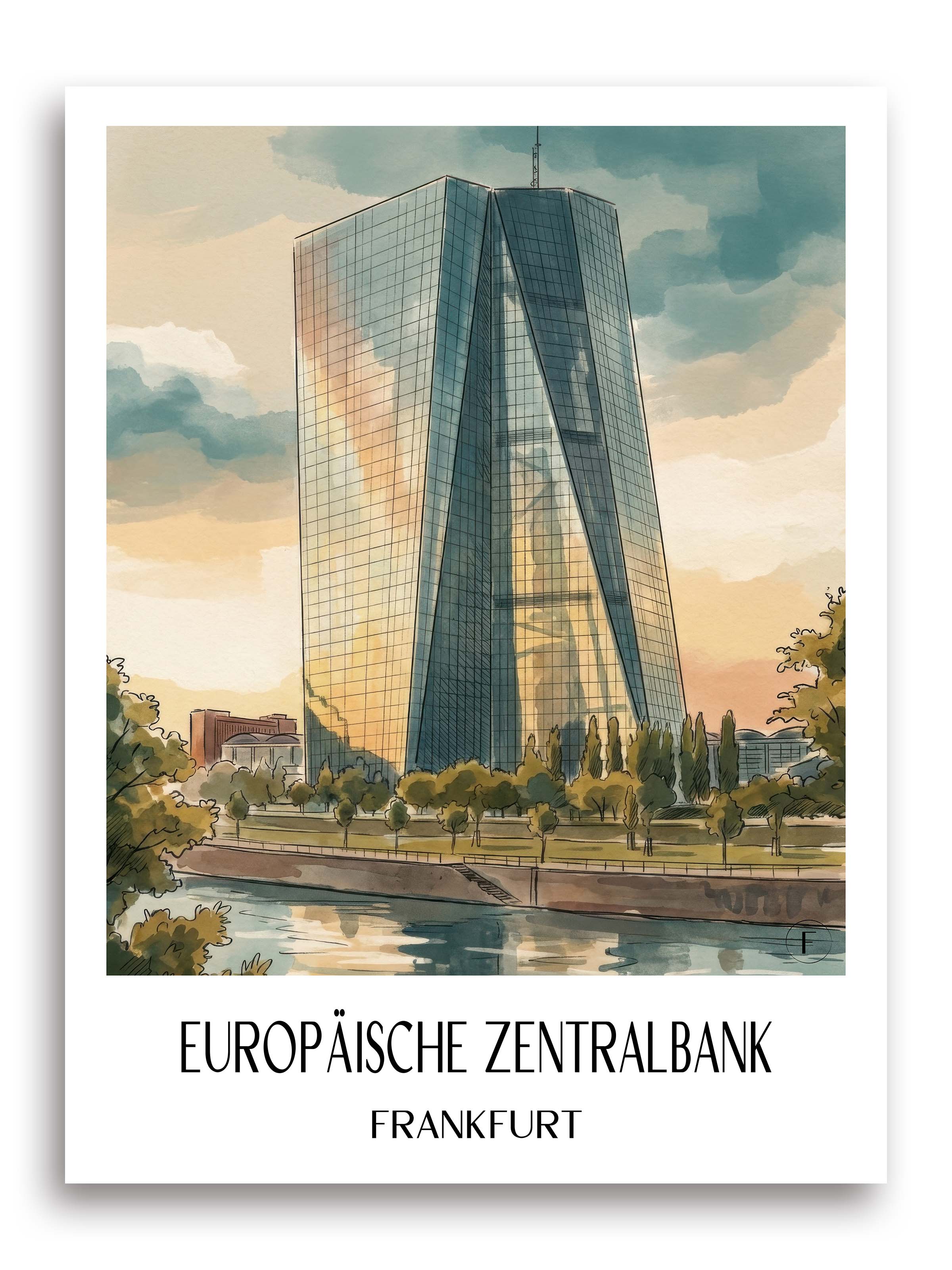 europäische-zentralbank-frankfurt-deutschland-poster-aquarell