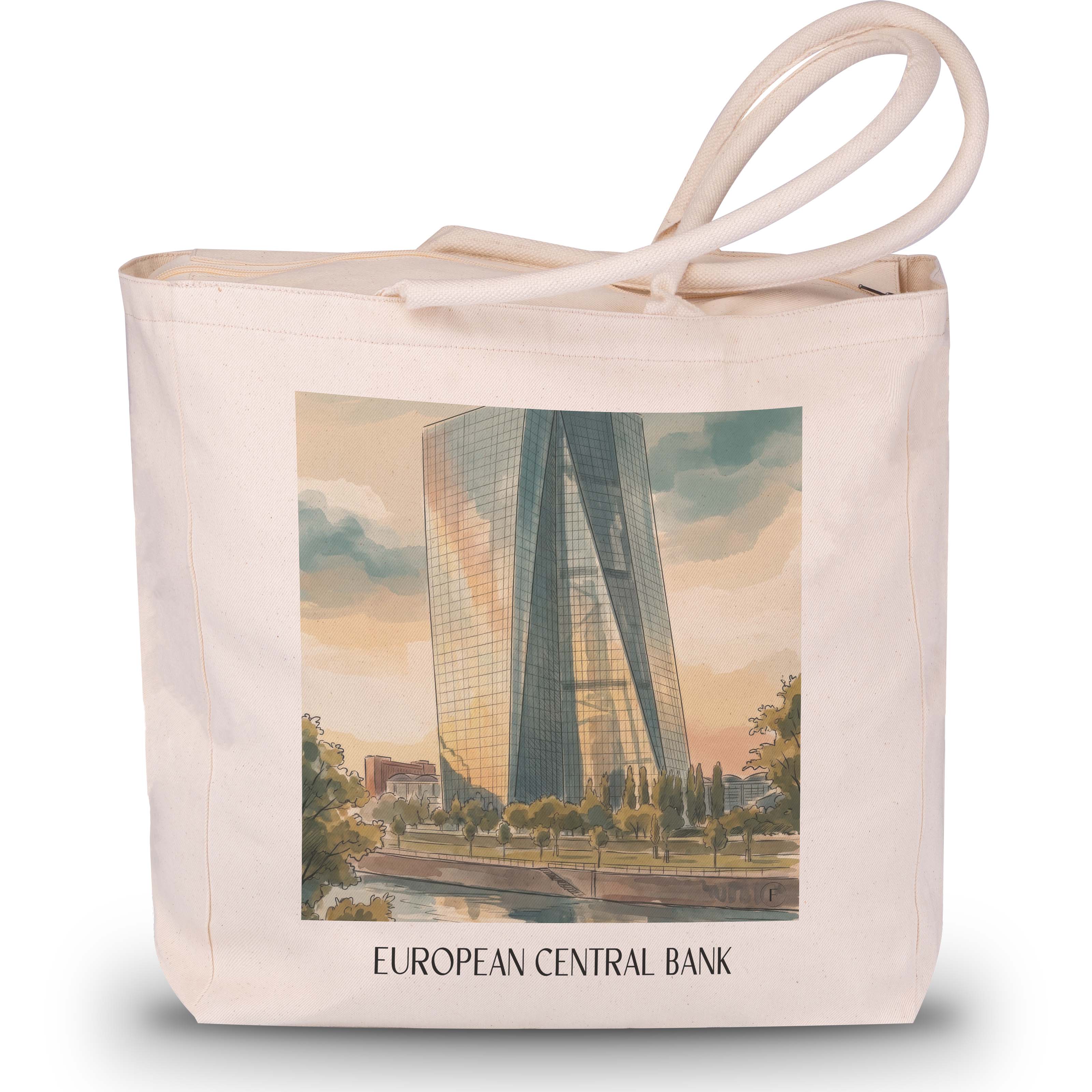 Europäische Zentralbank Shopping Tasche - Frankfurt - Deutschland Tote Bag - Einkaufstasche im Aquarell Stil - favplace