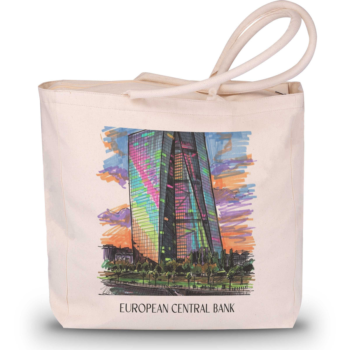 Europäische Zentralbank Shopping Tasche - Frankfurt - Deutschland Tote Bag - Einkaufstasche im Tag Graffiti Stil - favplace