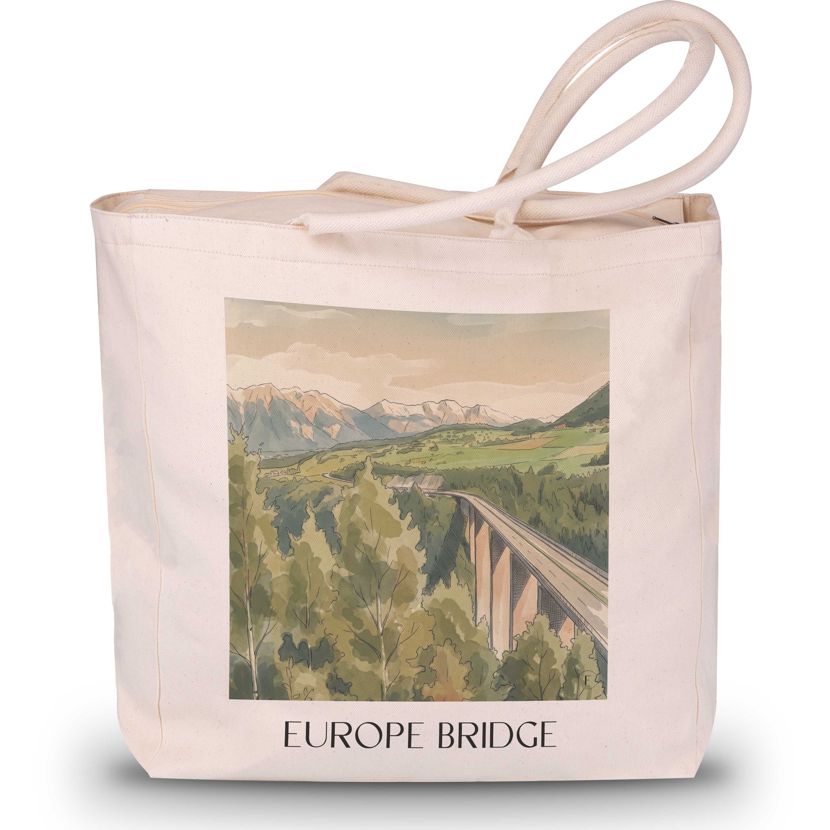 Europabrücke Shopping Tasche - Tirol - Österreich Tote Bag - Einkaufstasche im Aquarell Stil - favplace