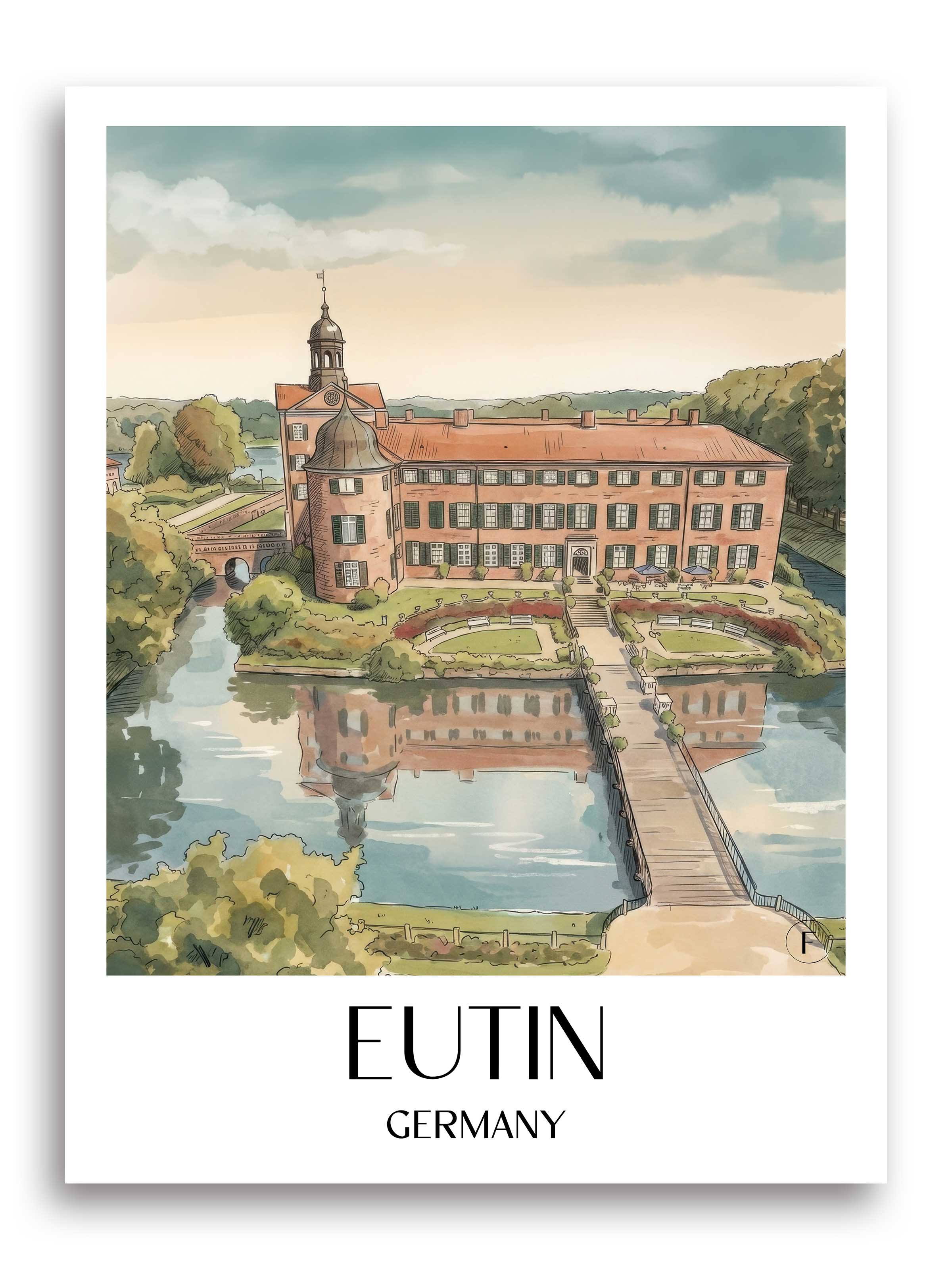 Eutin Poster - Schleswig-Holstein - Deutschland Kunstdruck - Aquarell von A4 bis A1 - favplace