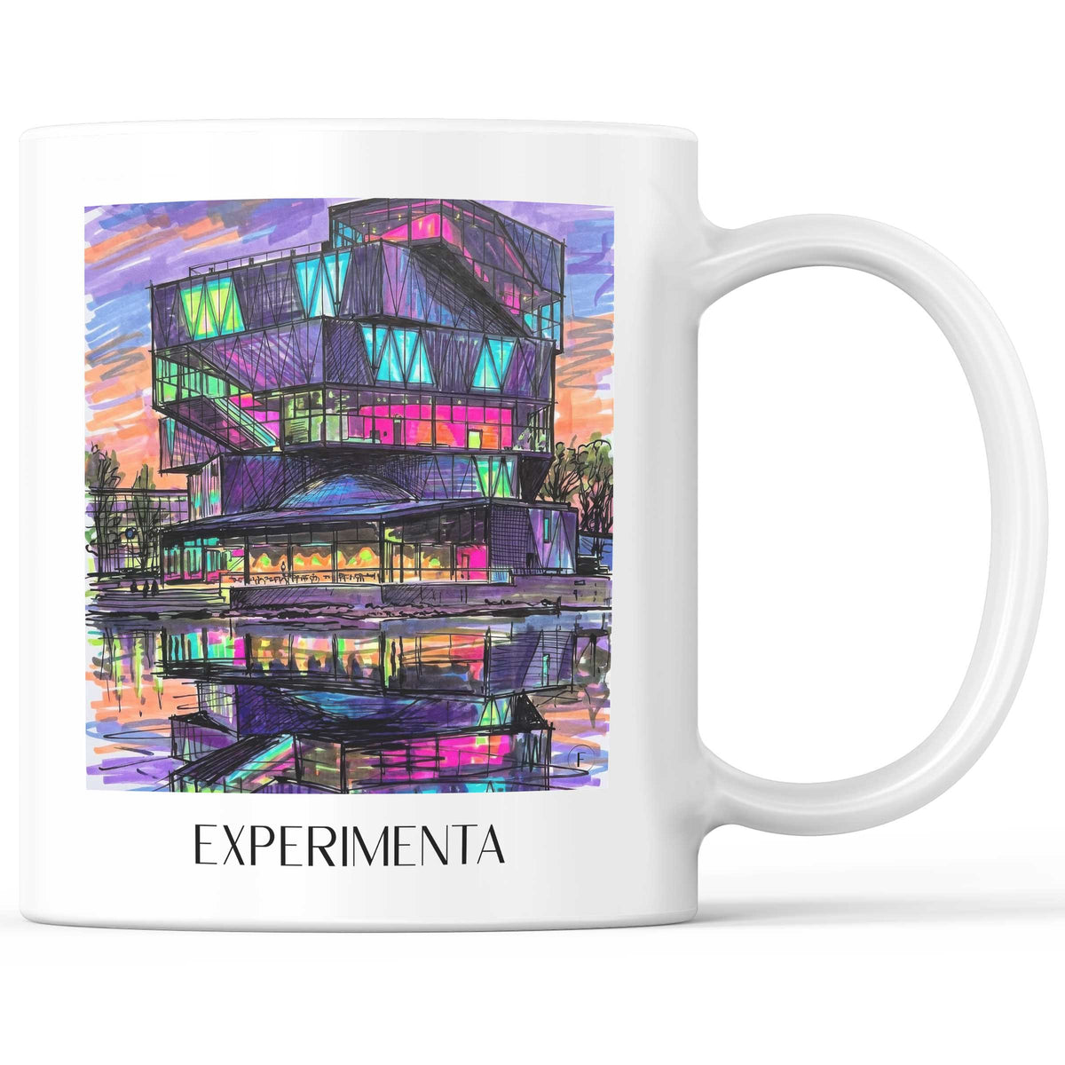 Experimenta Kaffeebecher - Heilbronn - Deutschland Becher - Kaffeetasse im Tag Graffiti Stil - favplace