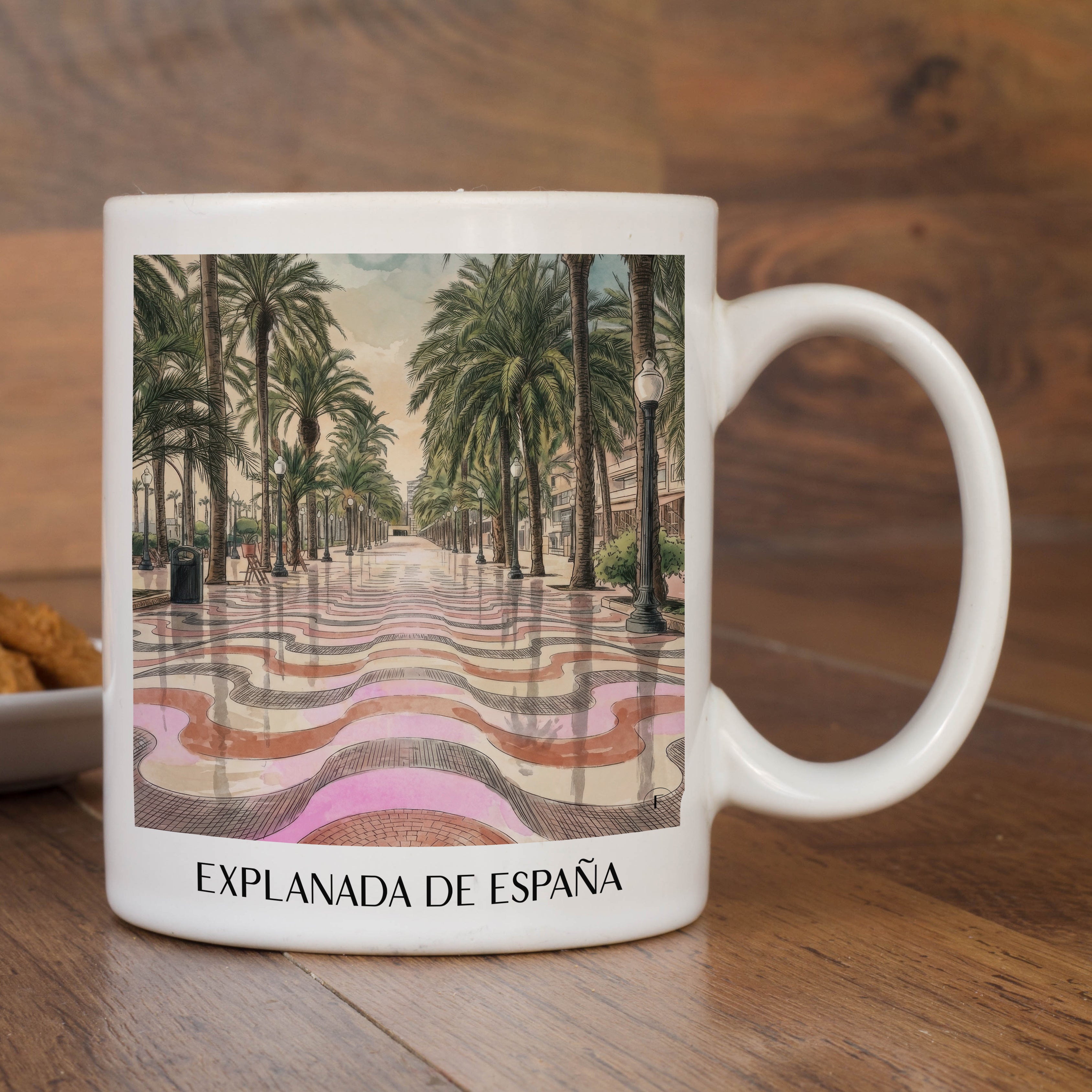explanada-de-españa-alicante-spanien-kaffeebecher-aquarell-pink-rosa
