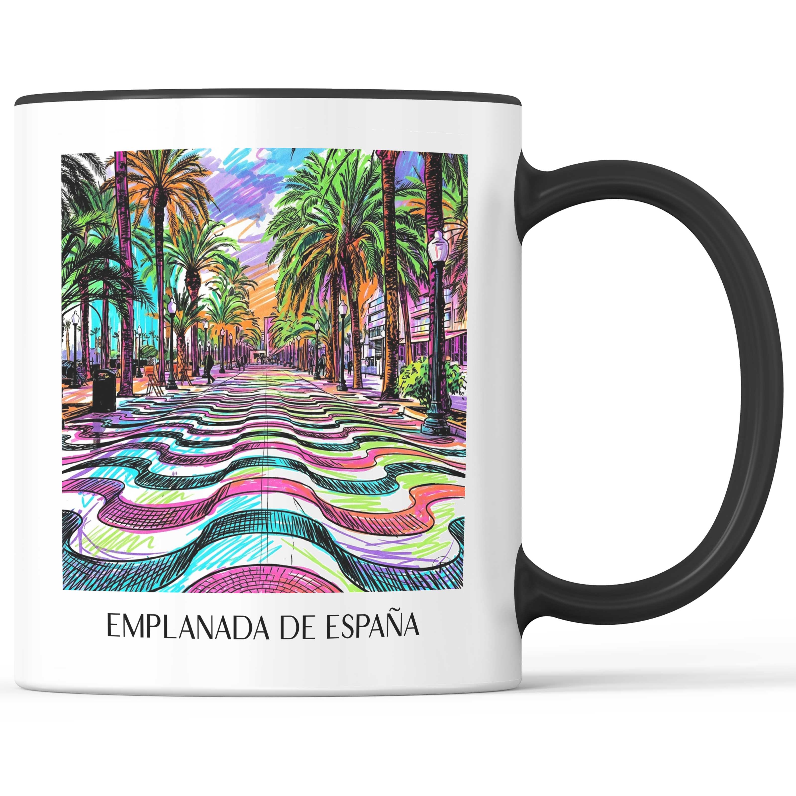 Explanada de España Kaffeebecher - Alicante - Spanien Becher - Kaffeetasse im Tag Graffiti Stil - favplace