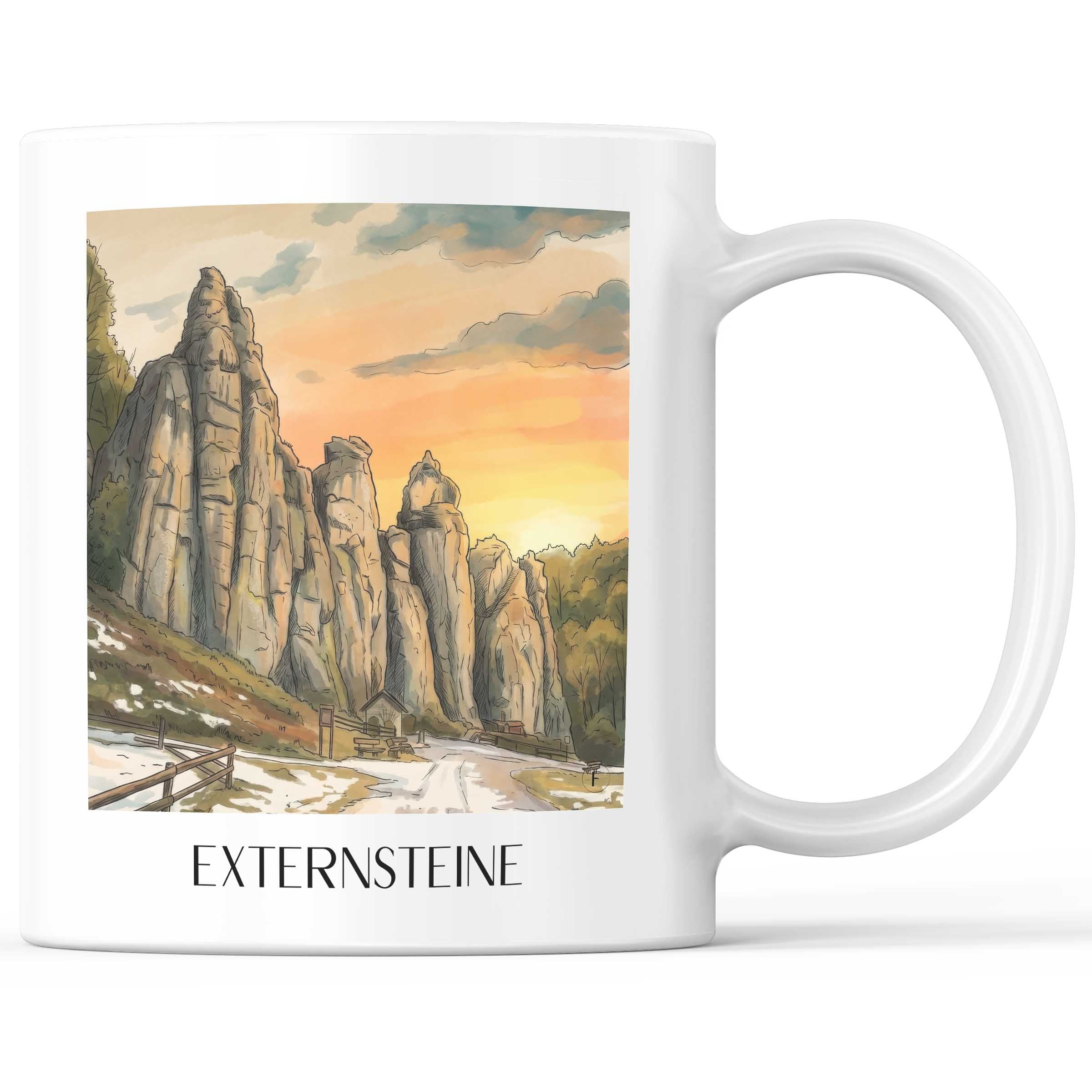 Externsteine Kaffeebecher - Detmold - Deutschland Becher - Kaffeetasse im Aquarell Stil - favplace