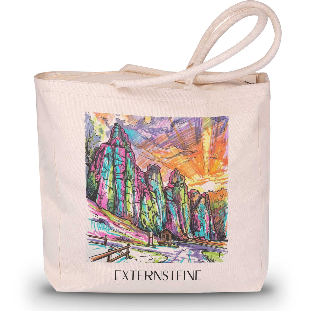 Externsteine Shopping Tasche - Detmold - Deutschland Tote Bag - Einkaufstasche im Tag Graffiti Stil - favplace