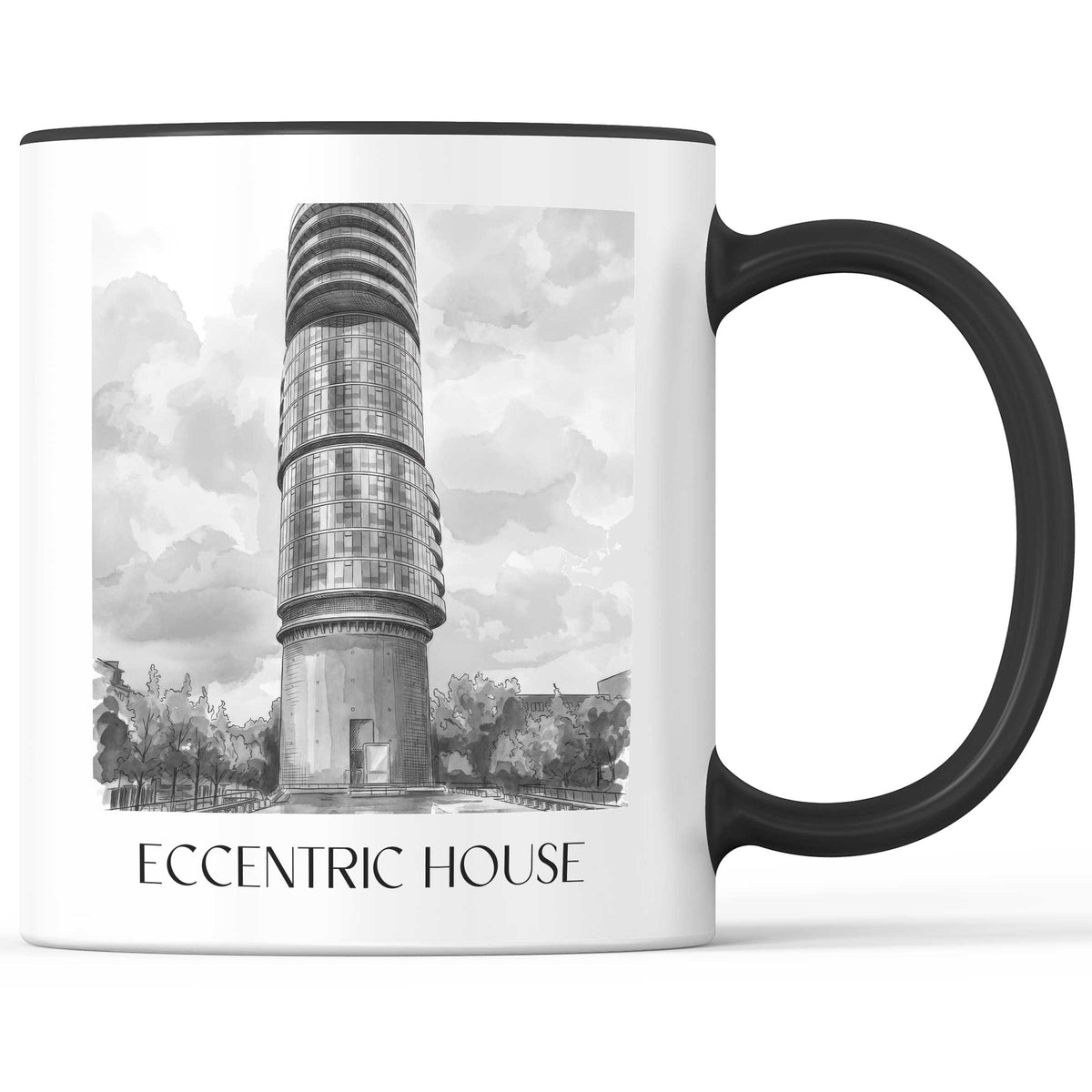 Exzenterhaus Kaffeebecher - Bochum - Deutschland Becher - Kaffeetasse im Aquarell Schwarz-Weiß Stil - favplace