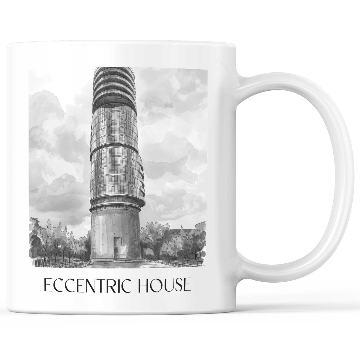 Exzenterhaus Kaffeebecher - Bochum - Deutschland Becher - Kaffeetasse im Aquarell Schwarz-Weiß Stil - favplace