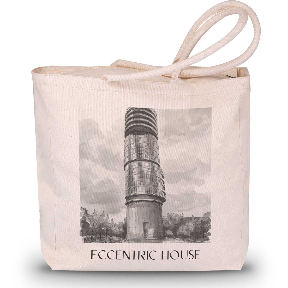 Exzenterhaus Shopping Tasche - Bochum - Deutschland Tote Bag - Einkaufstasche im Aquarell Schwarz-Weiß Stil - favplace
