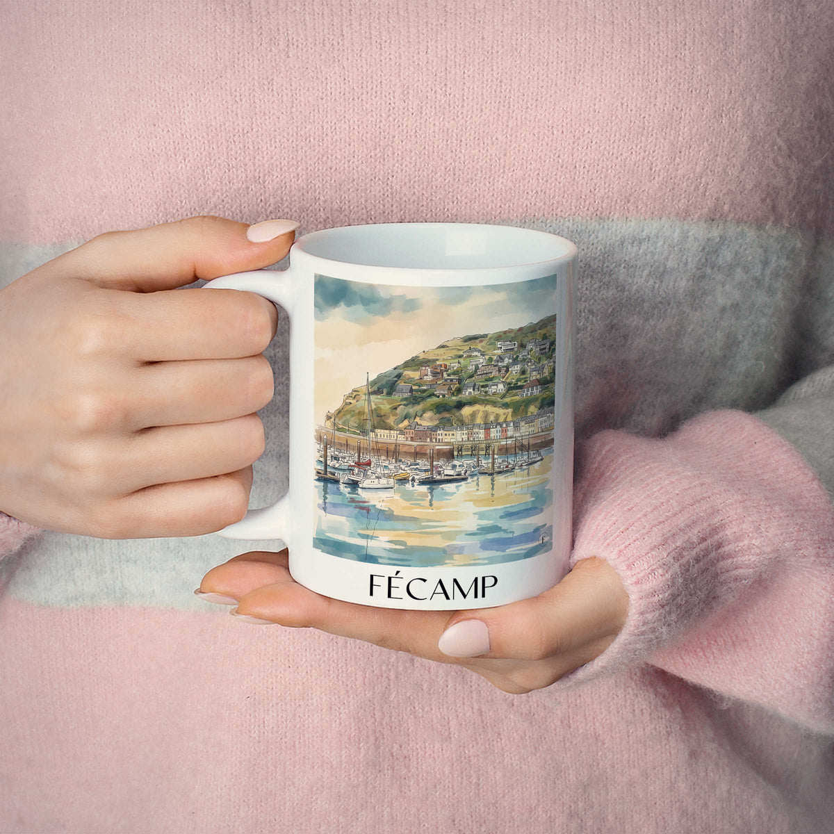 fécamp-côte-d'albâtre-frankreich-kaffeebecher-aquarell