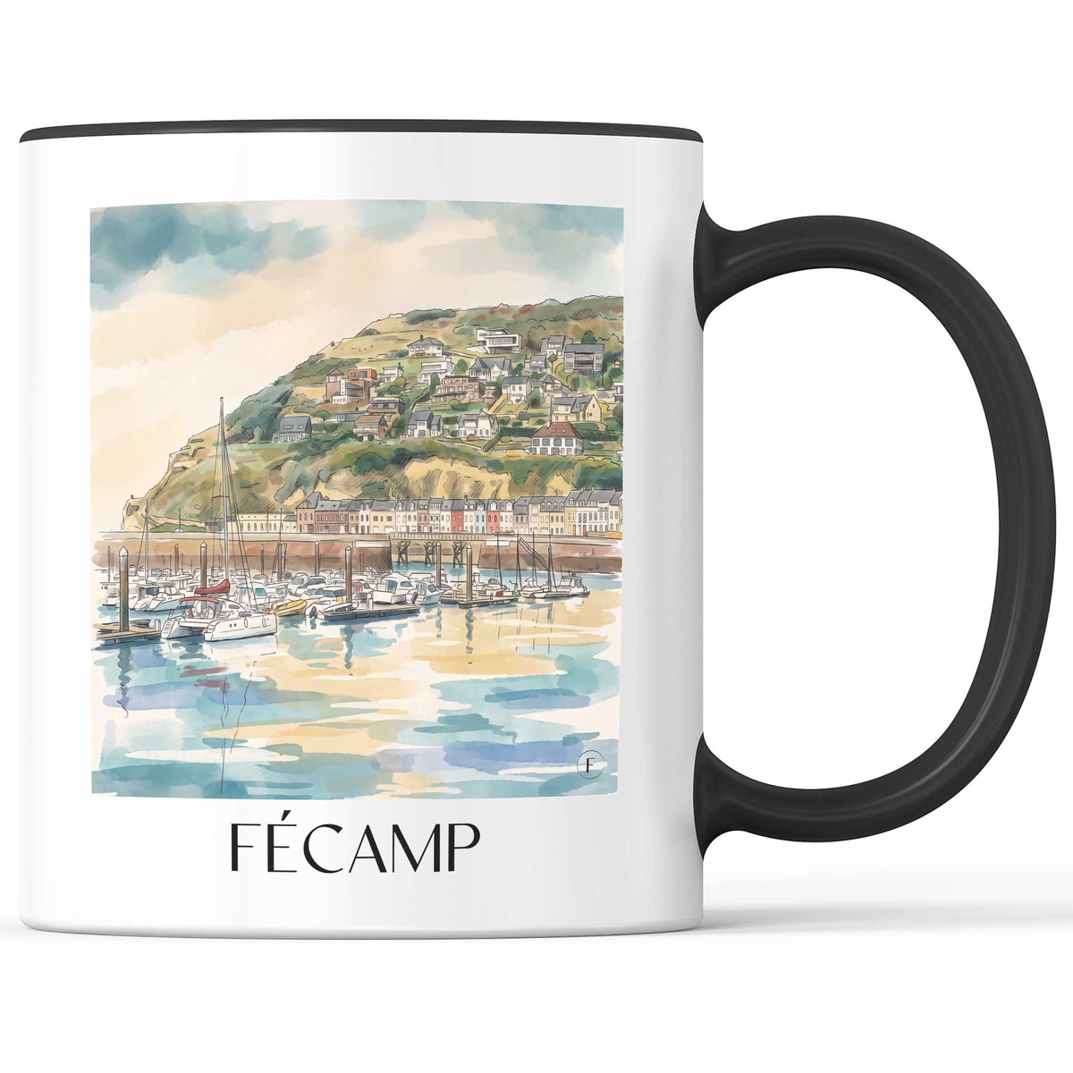 Fécamp Kaffeebecher - Côte d'Albâtre - Frankreich Becher - Kaffeetasse im Aquarell Stil - favplace