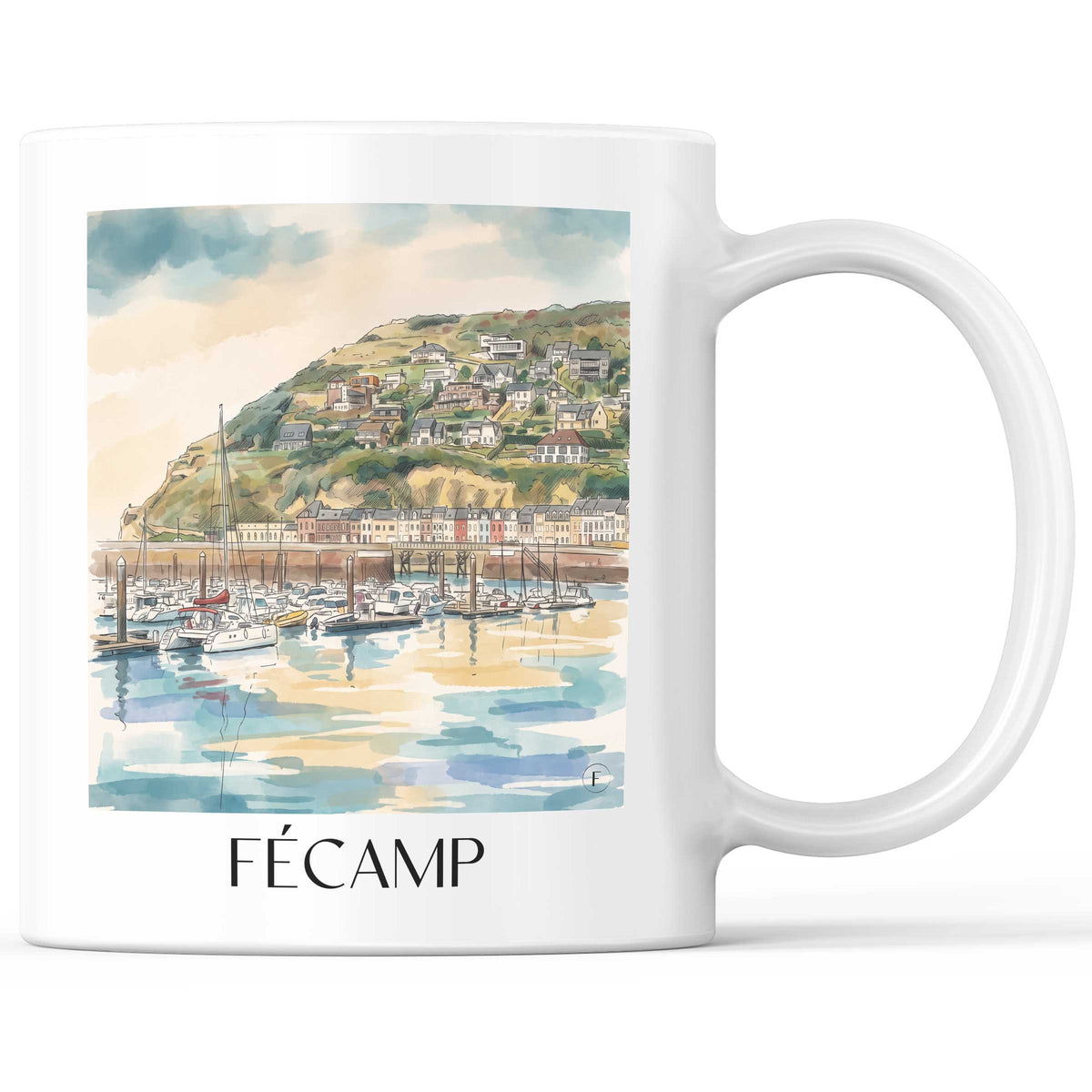 Fécamp Kaffeebecher - Côte d'Albâtre - Frankreich Becher - Kaffeetasse im Aquarell Stil - favplace