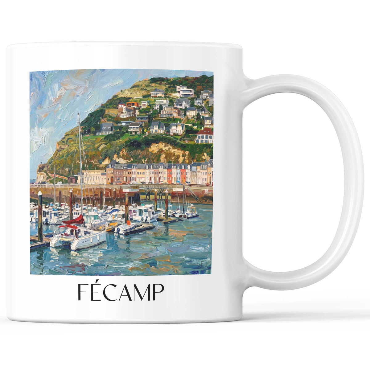 Fécamp Kaffeebecher - Côte d'Albâtre - Frankreich Becher - Kaffeetasse im Ölgemälde Stil - favplace