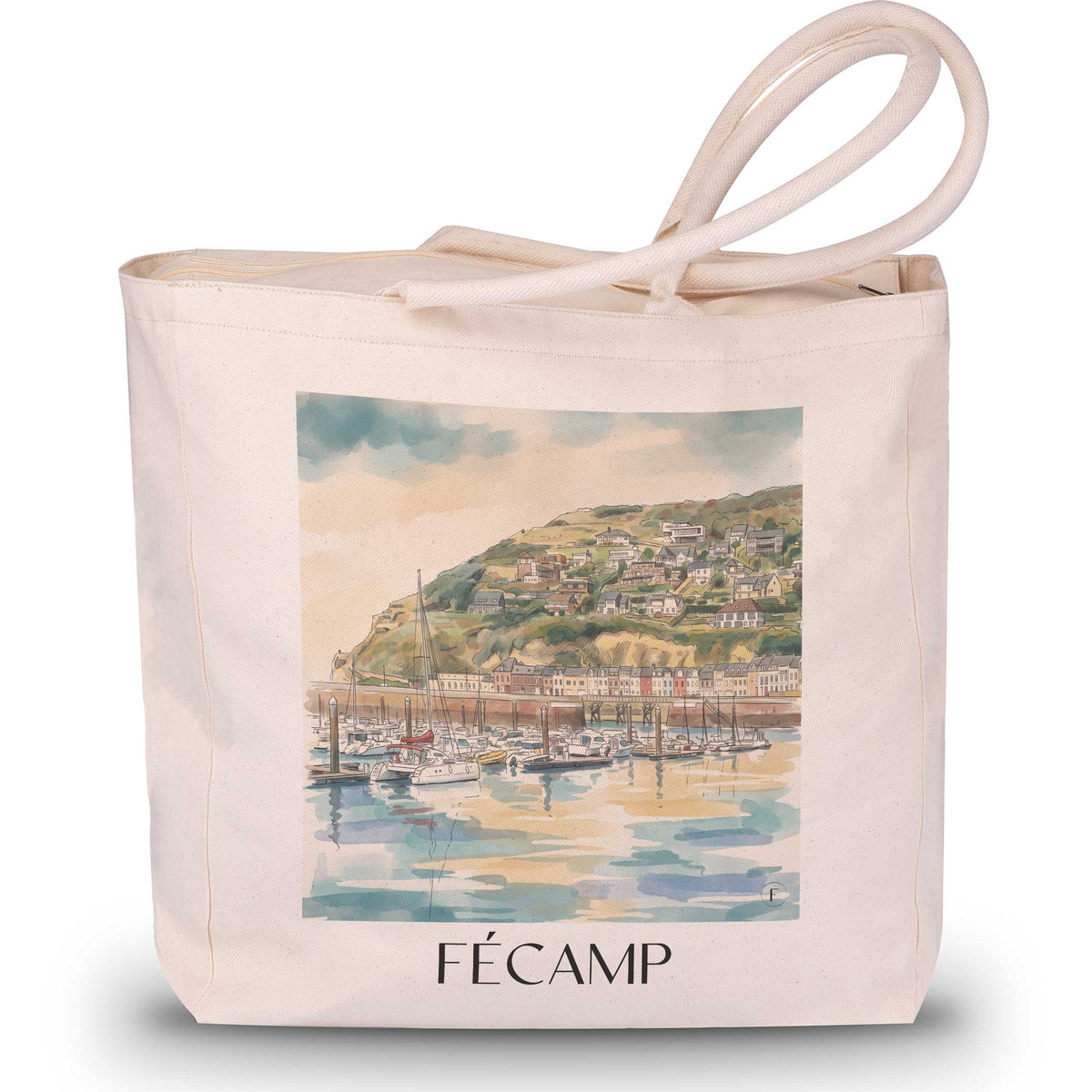 Fécamp Shopping Tasche - Côte d'Albâtre - Frankreich Tote Bag - Einkaufstasche im Aquarell Stil - favplace