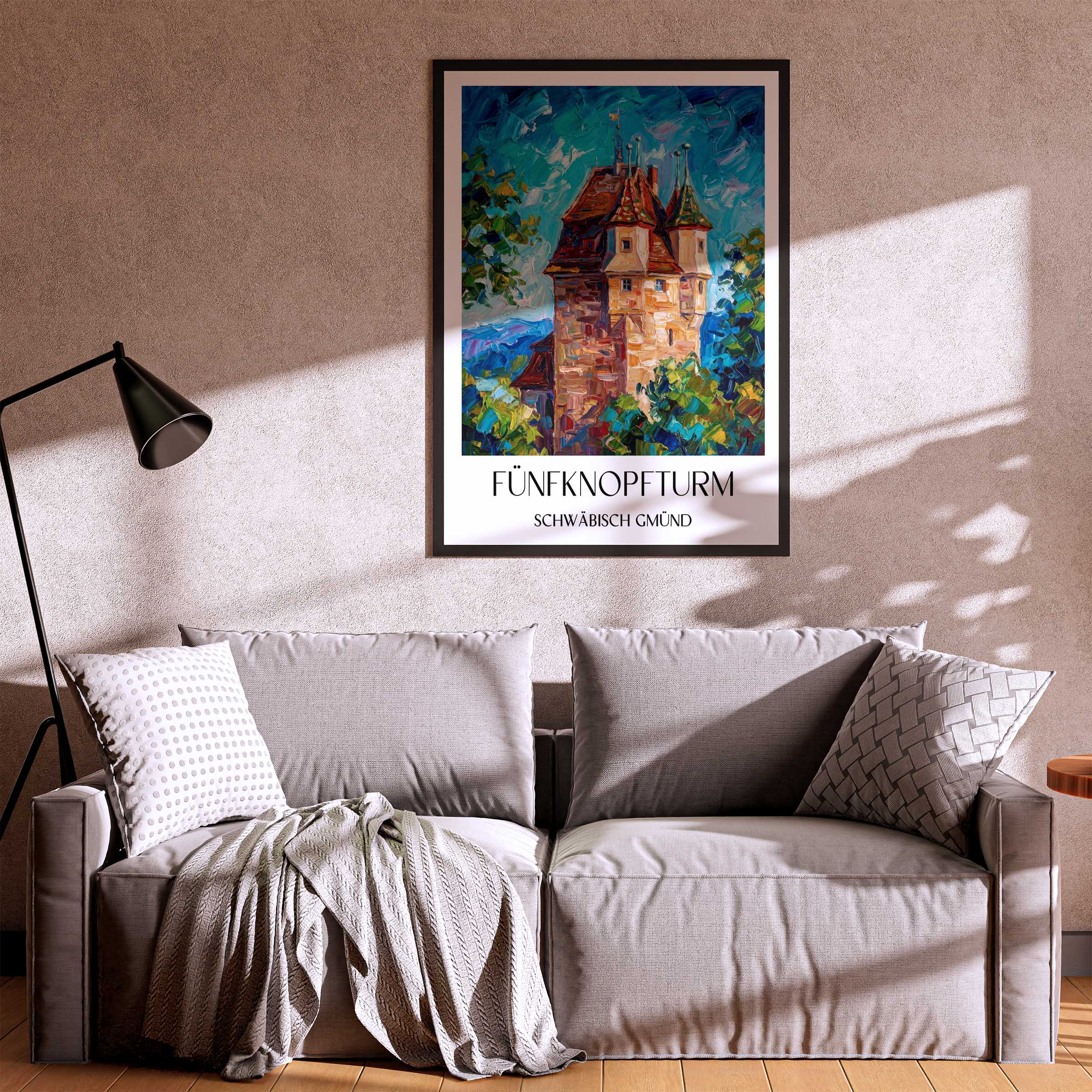 fünfknopfturm-schwäbisch-gmünd-deutschland-poster-oil-painting-oelgemaelde