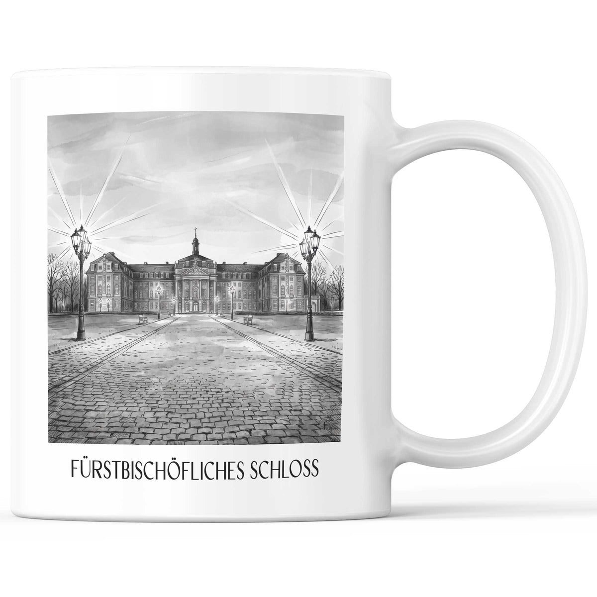 fürstbischöfliches-schloss-münster-deutschland-kaffeebecher-aquarell-schwarz-weiss