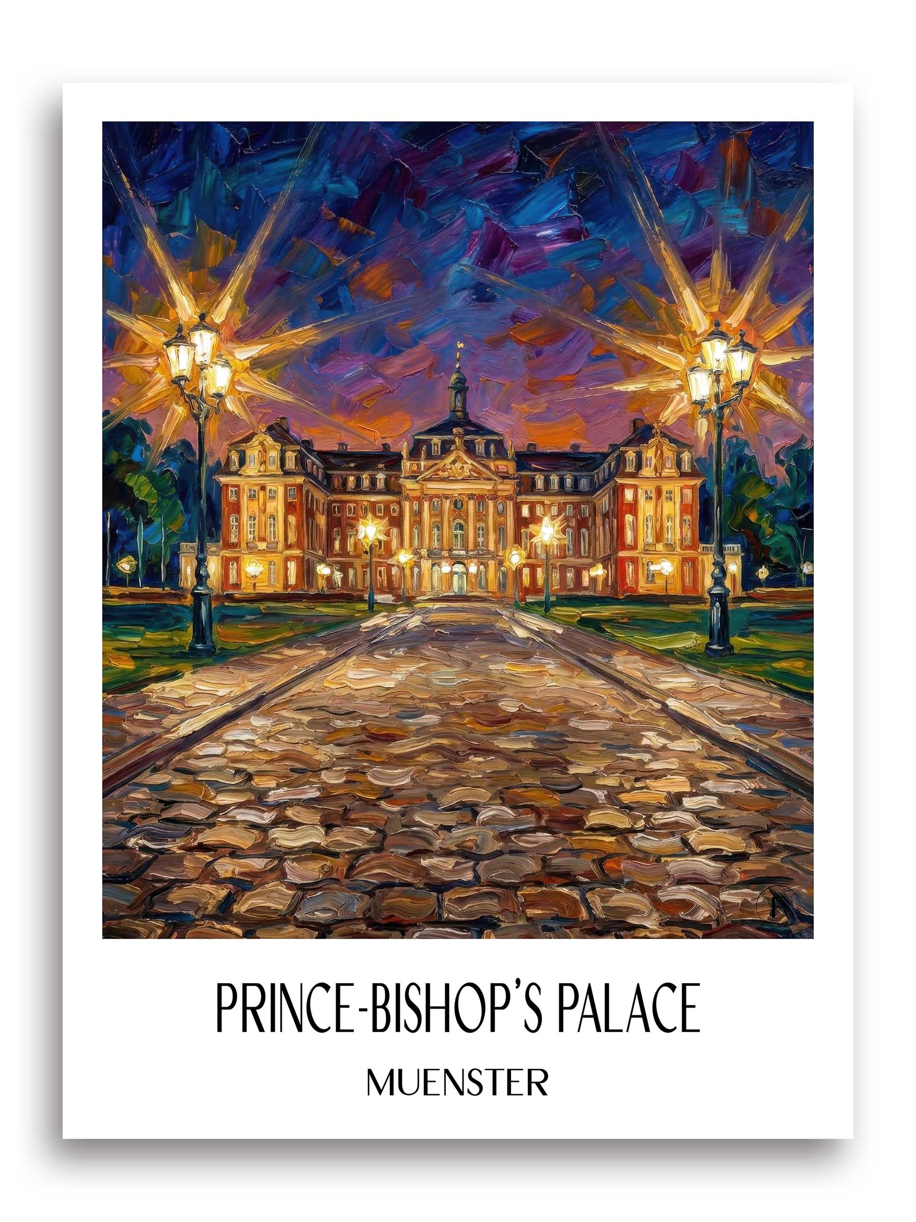 Fürstbischöfliches Schloss Poster - Münster - Deutschland Kunstdruck - Ölgemälde von A4 bis A1 - favplace