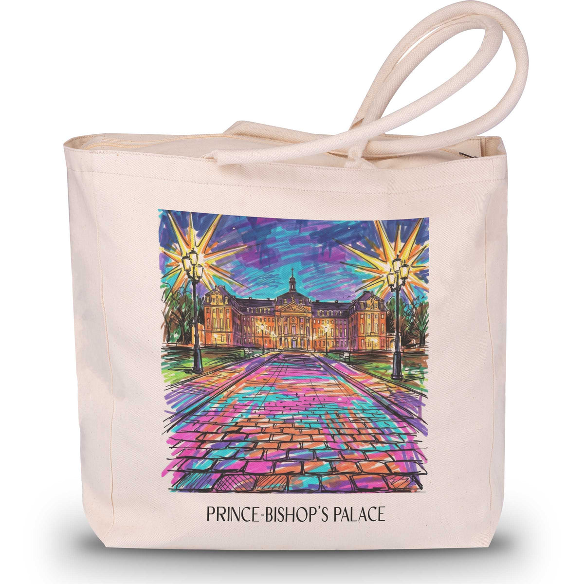 Fürstbischöfliches Schloss Shopping Tasche - Münster - Deutschland Tote Bag - Einkaufstasche im Tag Graffiti Stil - favplace