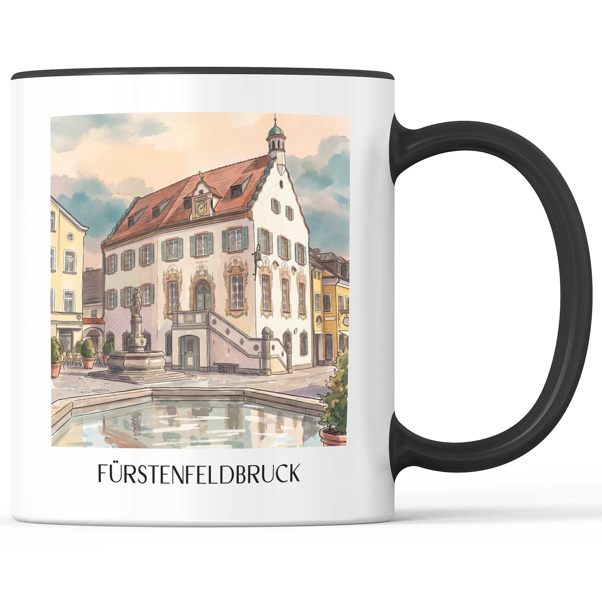 fürstenfeldbruck-bayern-deutschland-kaffeebecher-aquarell