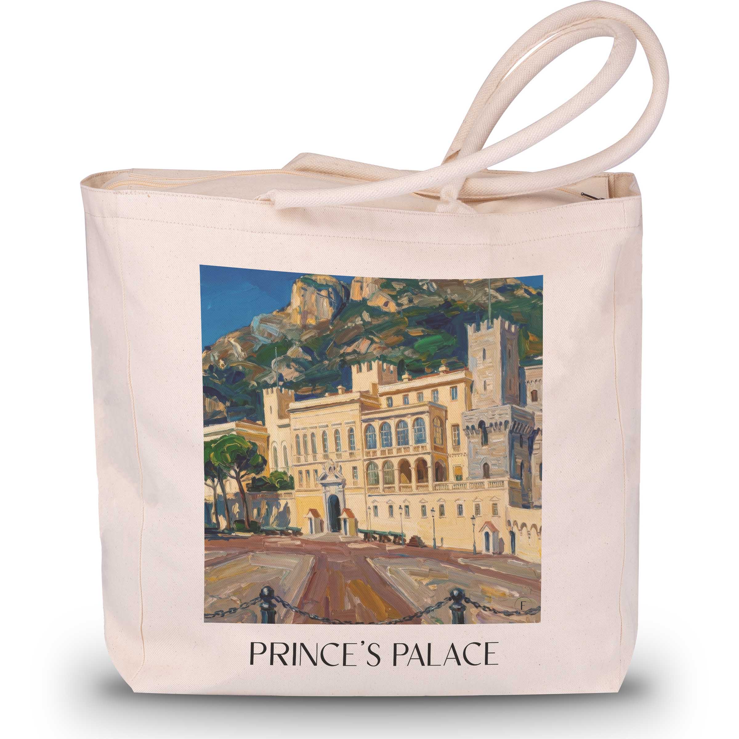 Fürstenpalast Shopping Tasche - Monaco - Monaco Tote Bag - Einkaufstasche im Ölgemälde Stil - favplace