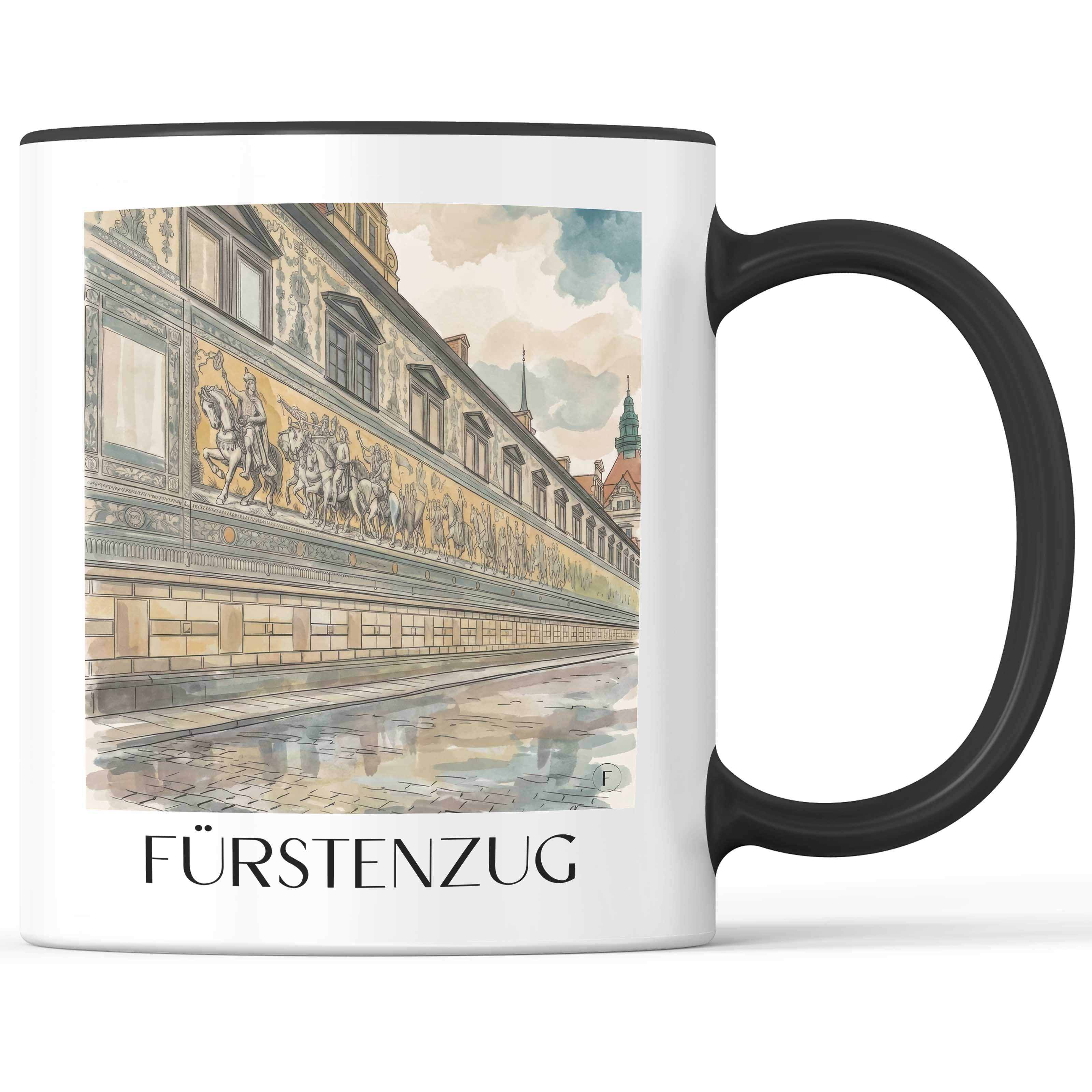 Fürstenzug Kaffeebecher - Dresden - Deutschland Becher - Kaffeetasse im Aquarell Stil - favplace