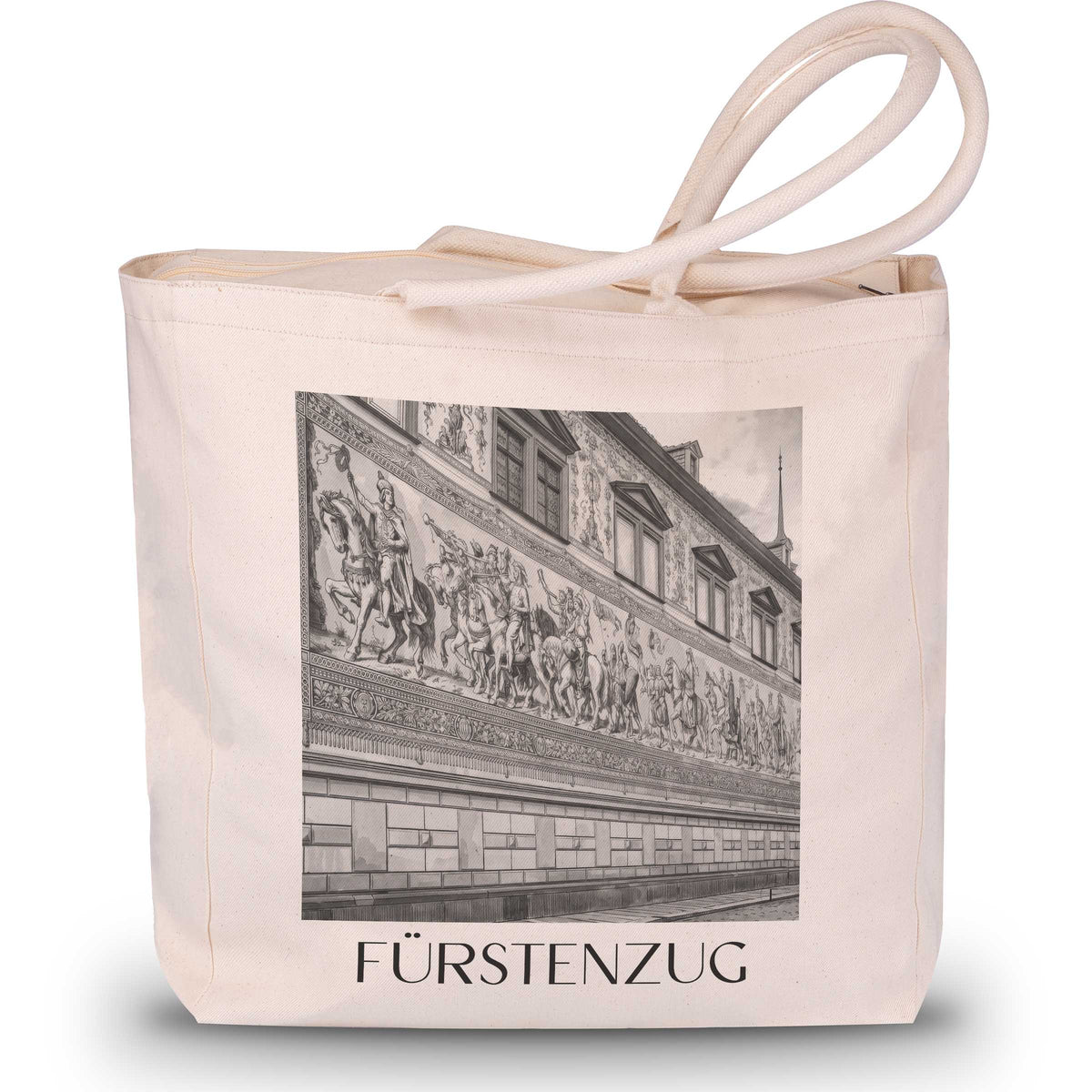 Fürstenzug Shopping Tasche - Dresden - Deutschland Tote Bag - Einkaufstasche im Aquarell Schwarz-Weiß Stil - favplace