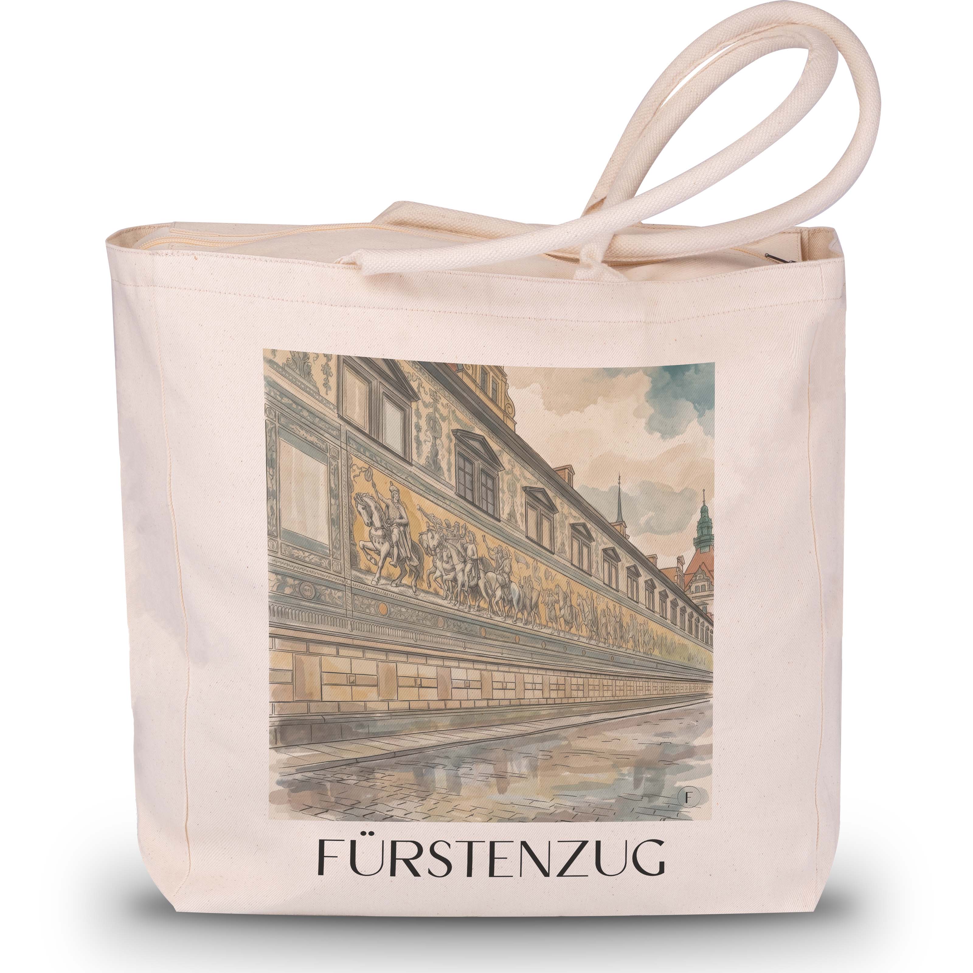 Fürstenzug Shopping Tasche - Dresden - Deutschland Tote Bag - Einkaufstasche im Aquarell Stil - favplace