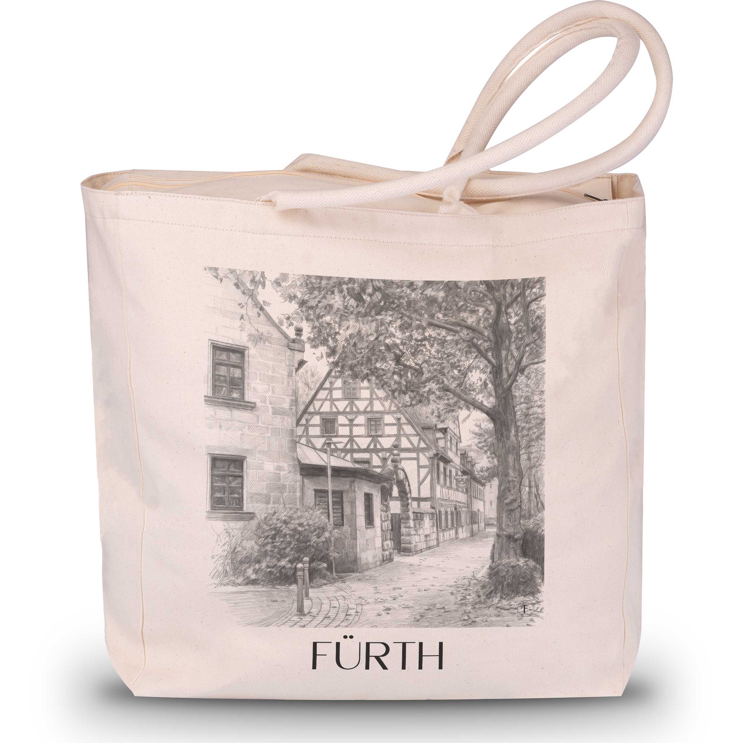 Fürth - Deutschland Tote Bag - Einkaufstasche im Zeichnung Stil