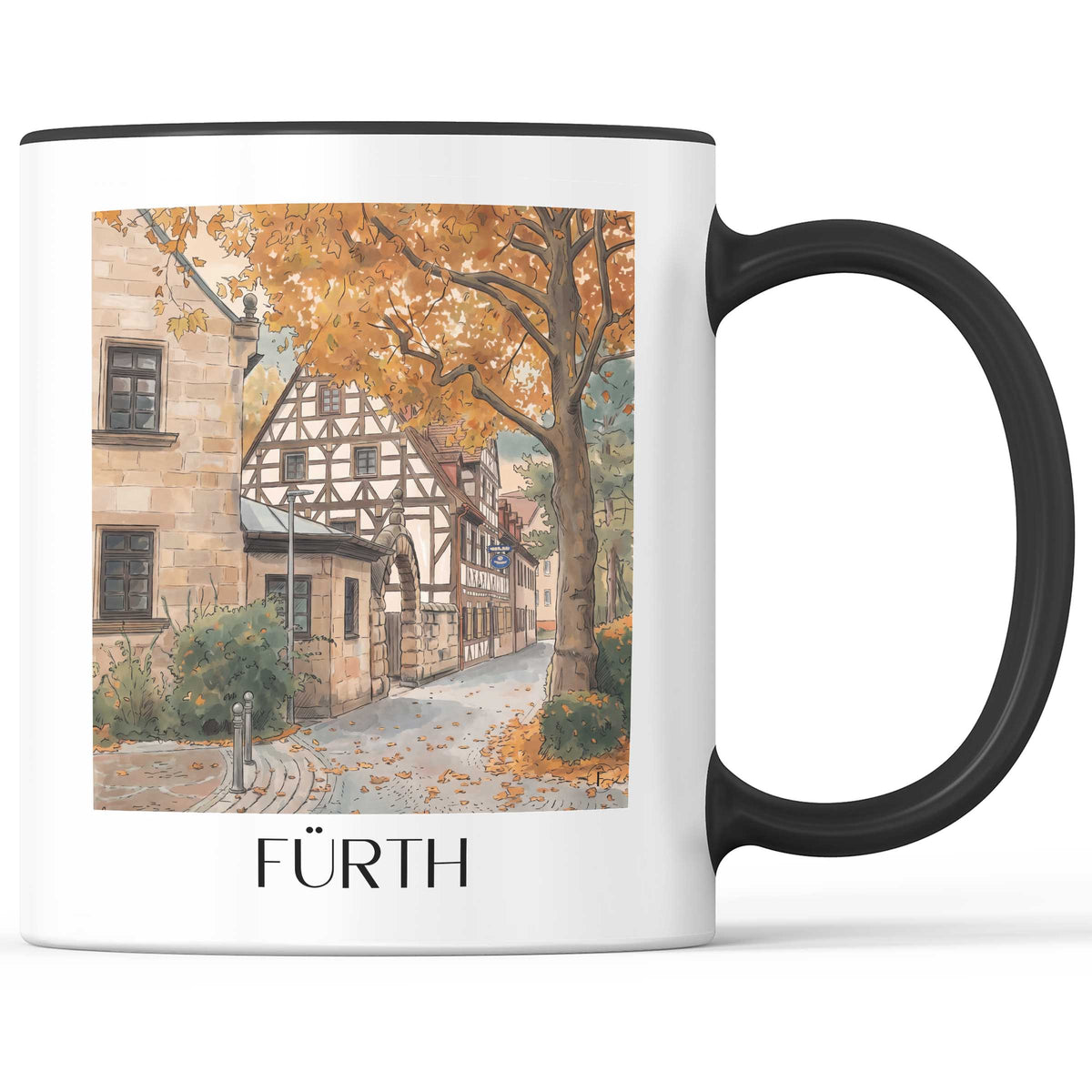fürth-mittelfranken-deutschland-kaffeebecher-aquarell