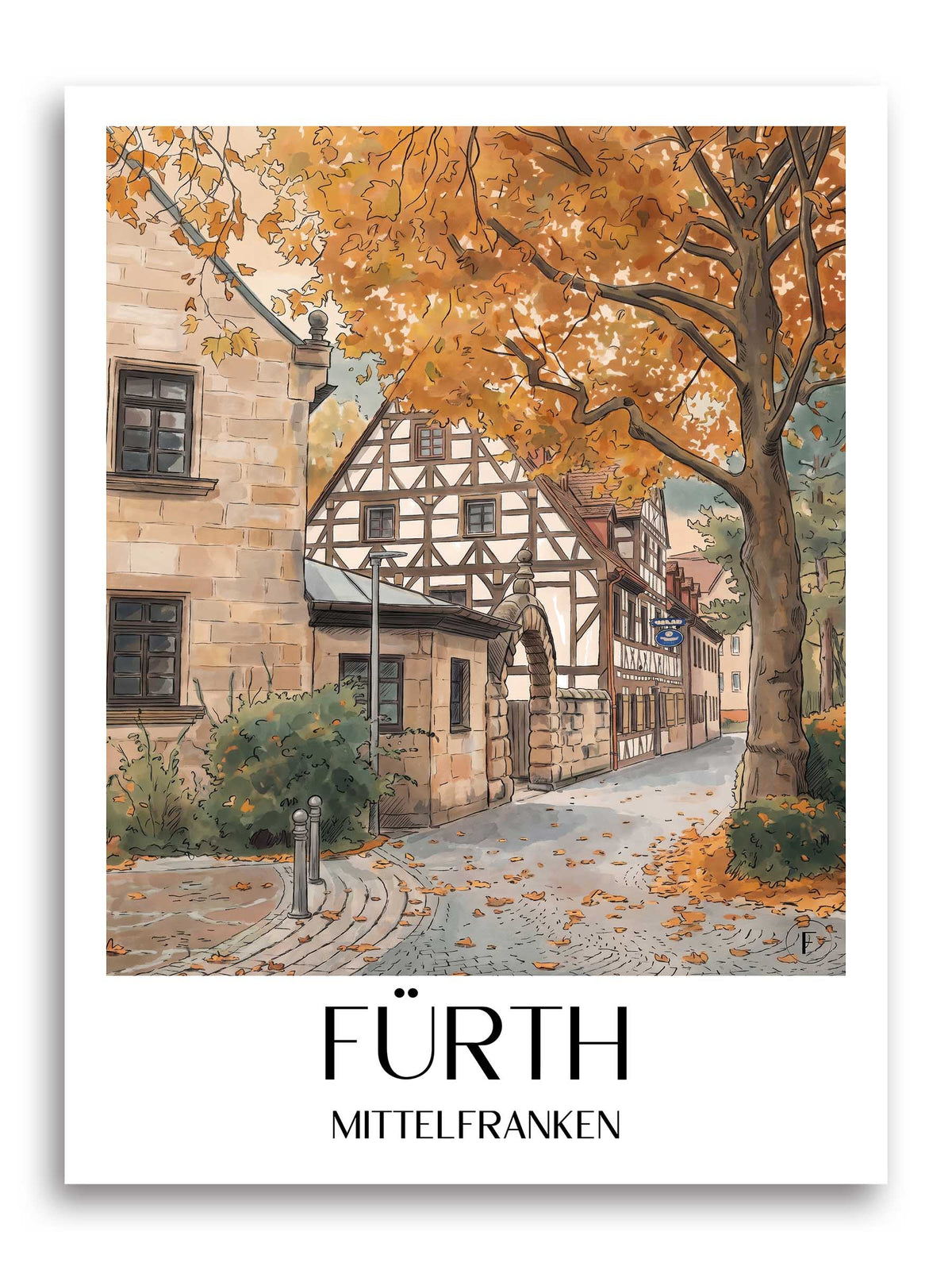 fürth-mittelfranken-deutschland-poster-aquarell